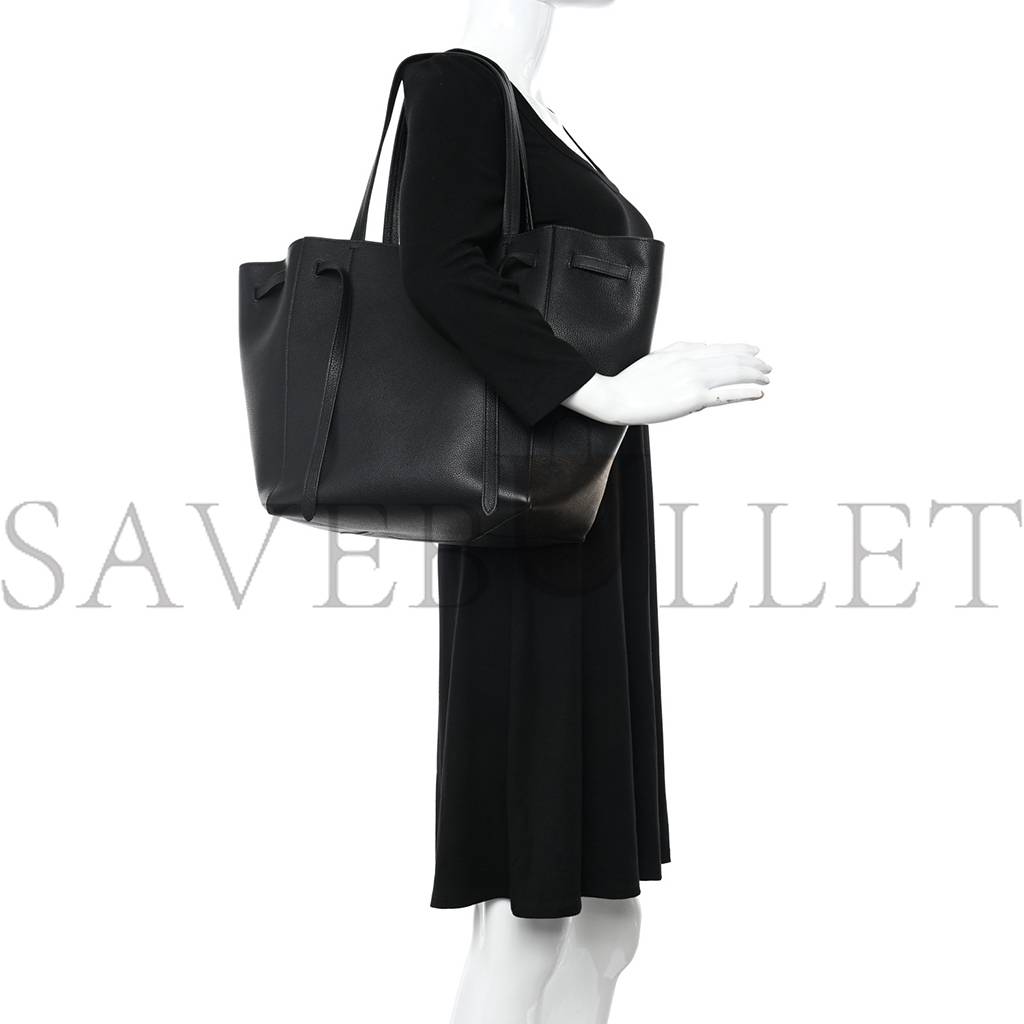 ce**e soft grained calfskin small belt cabas phanT0m black (29*27*17cm)