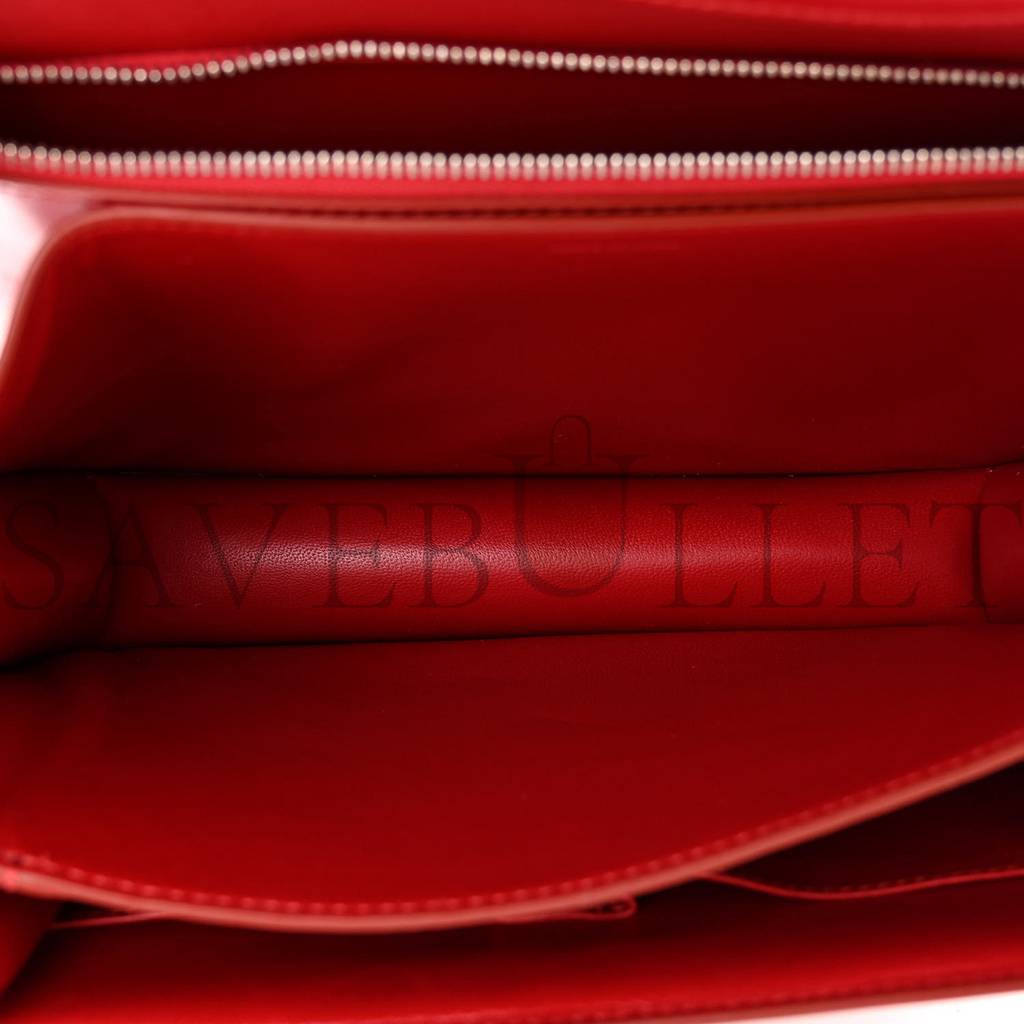 Ce1i*e box calfskin medium classic box flap bag red (23*18*6cm)