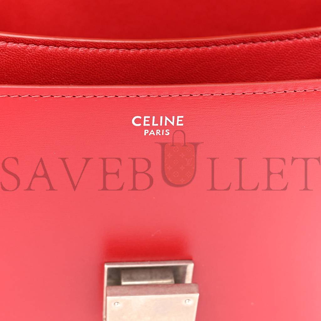 Ce1i*e box calfskin medium classic box flap bag red (23*18*6cm)