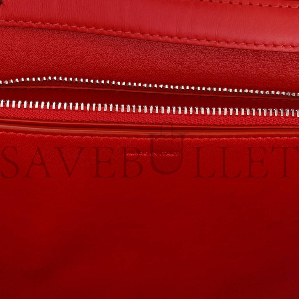 Ce1i*e box calfskin medium classic box flap bag red (23*18*6cm)