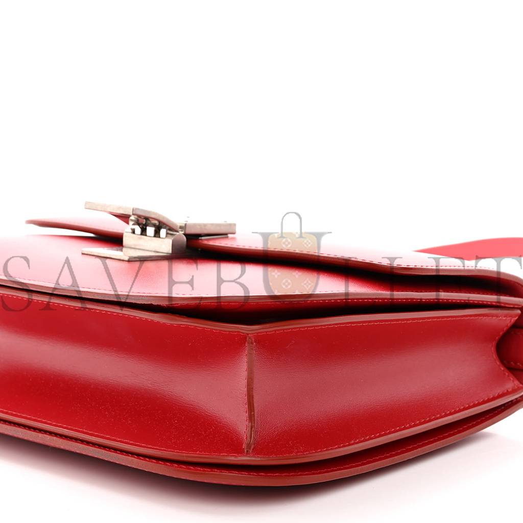 Ce1i*e box calfskin medium classic box flap bag red (23*18*6cm)