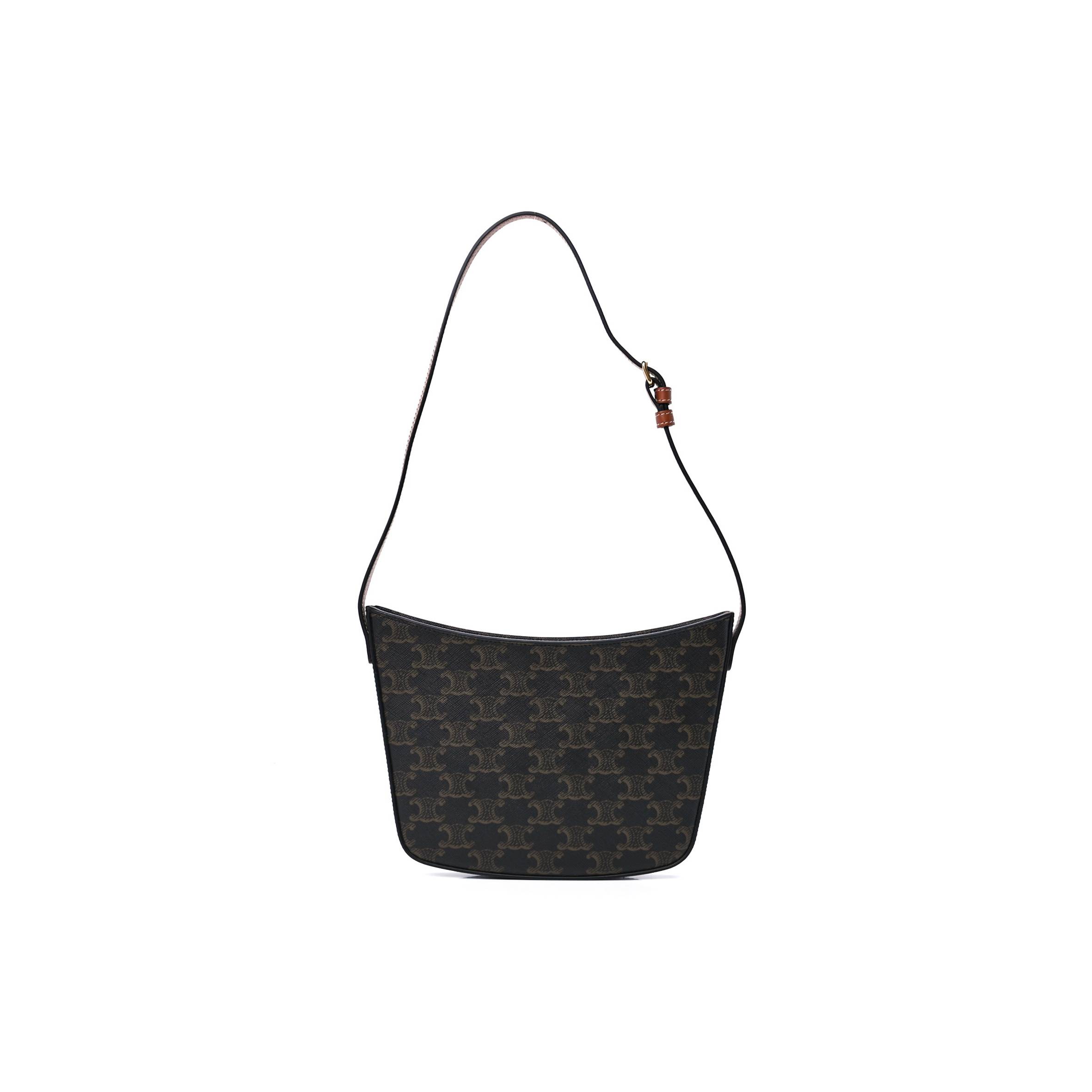 Ce**e triomphe canvas calfskin medium croque bag tan (20*16*3cm)