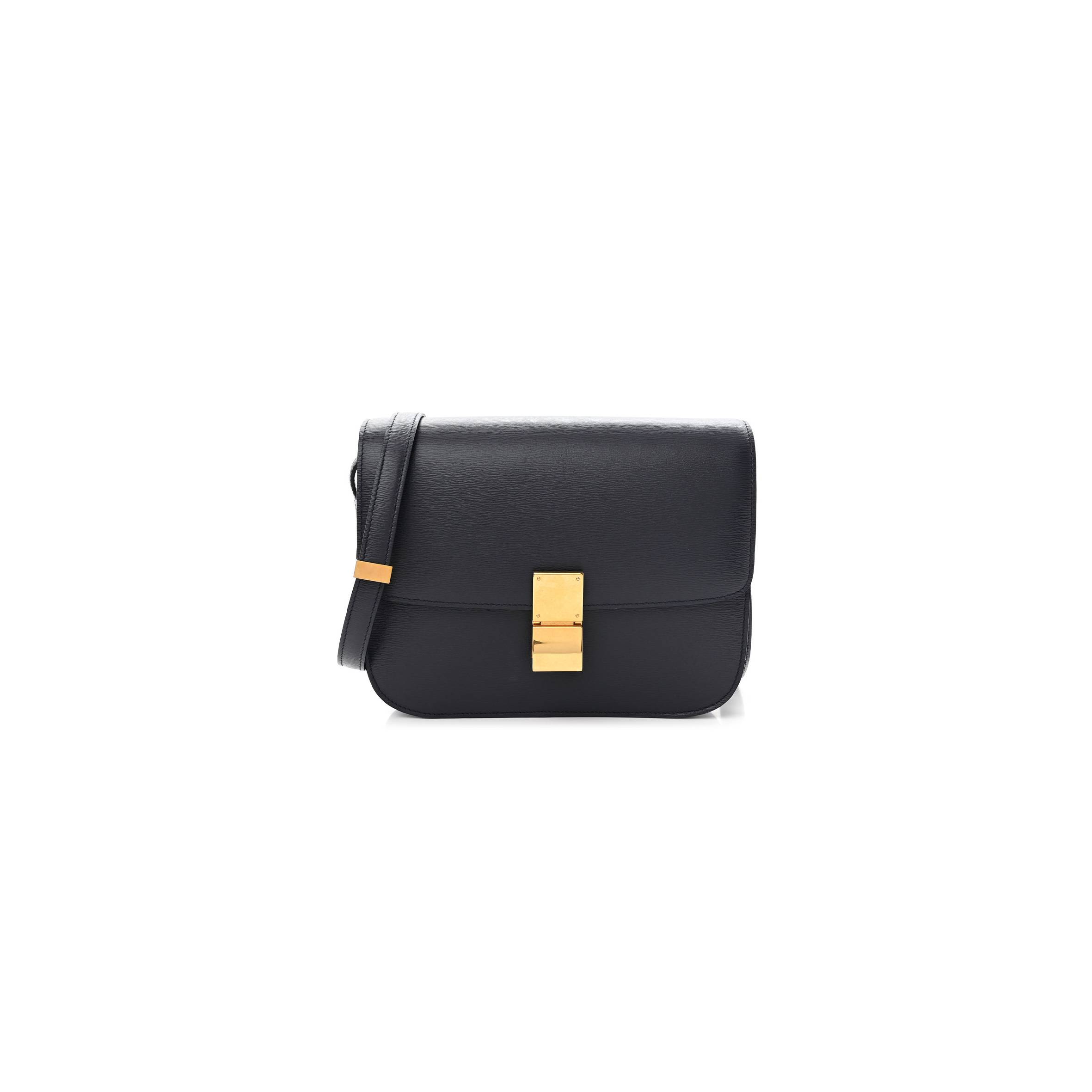 Ce**e liege calfskin medium classic box flap bag dark blue (23*18*6cm)