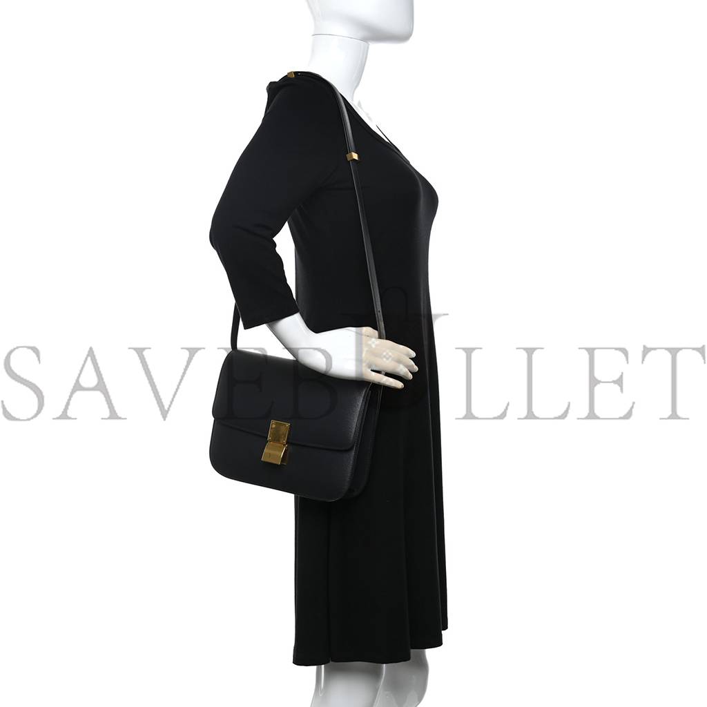 Ce**e liege calfskin medium classic box flap bag dark blue (23*18*6cm)
