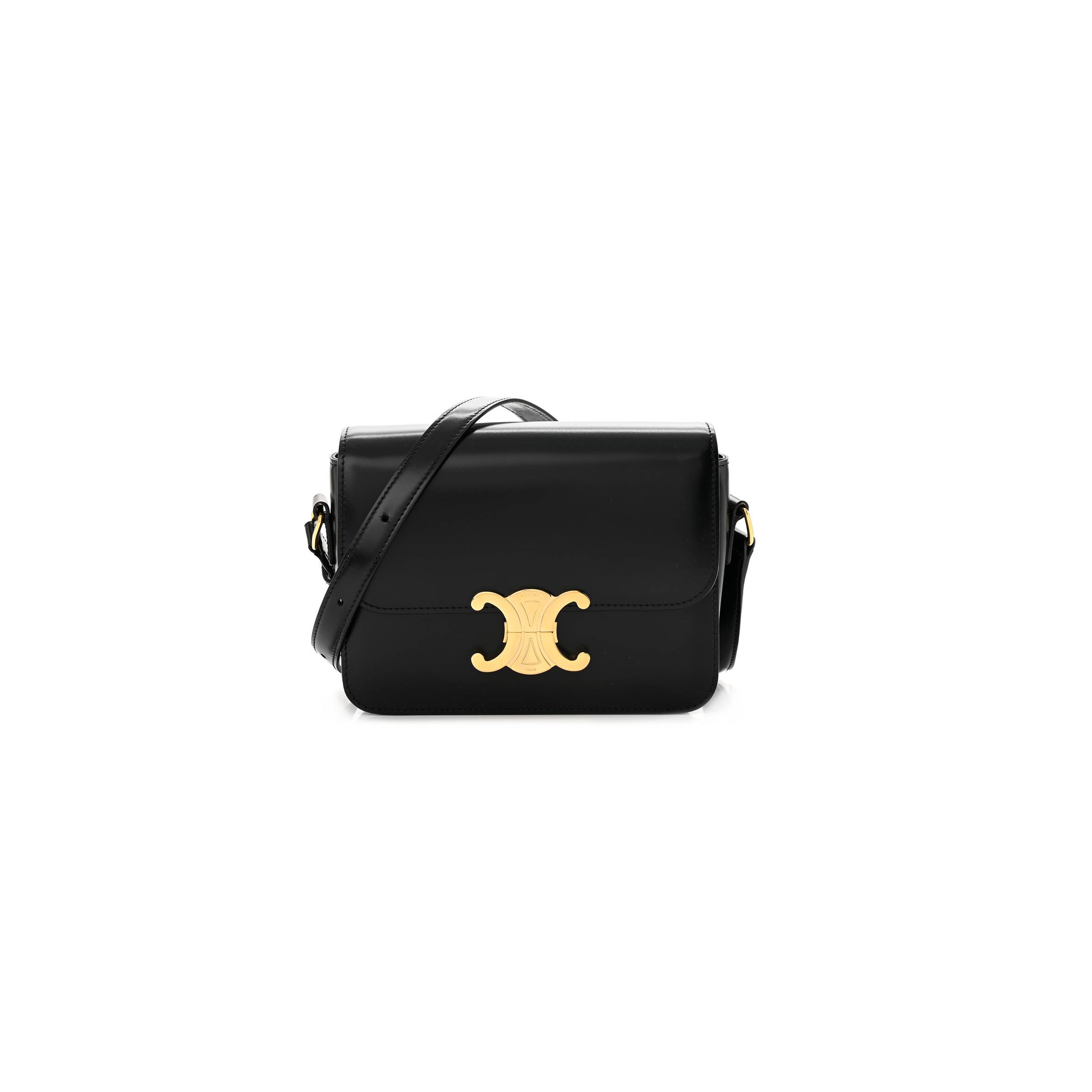 Ce**e shiny calfskin teen triomphe black (19*14*6cm)