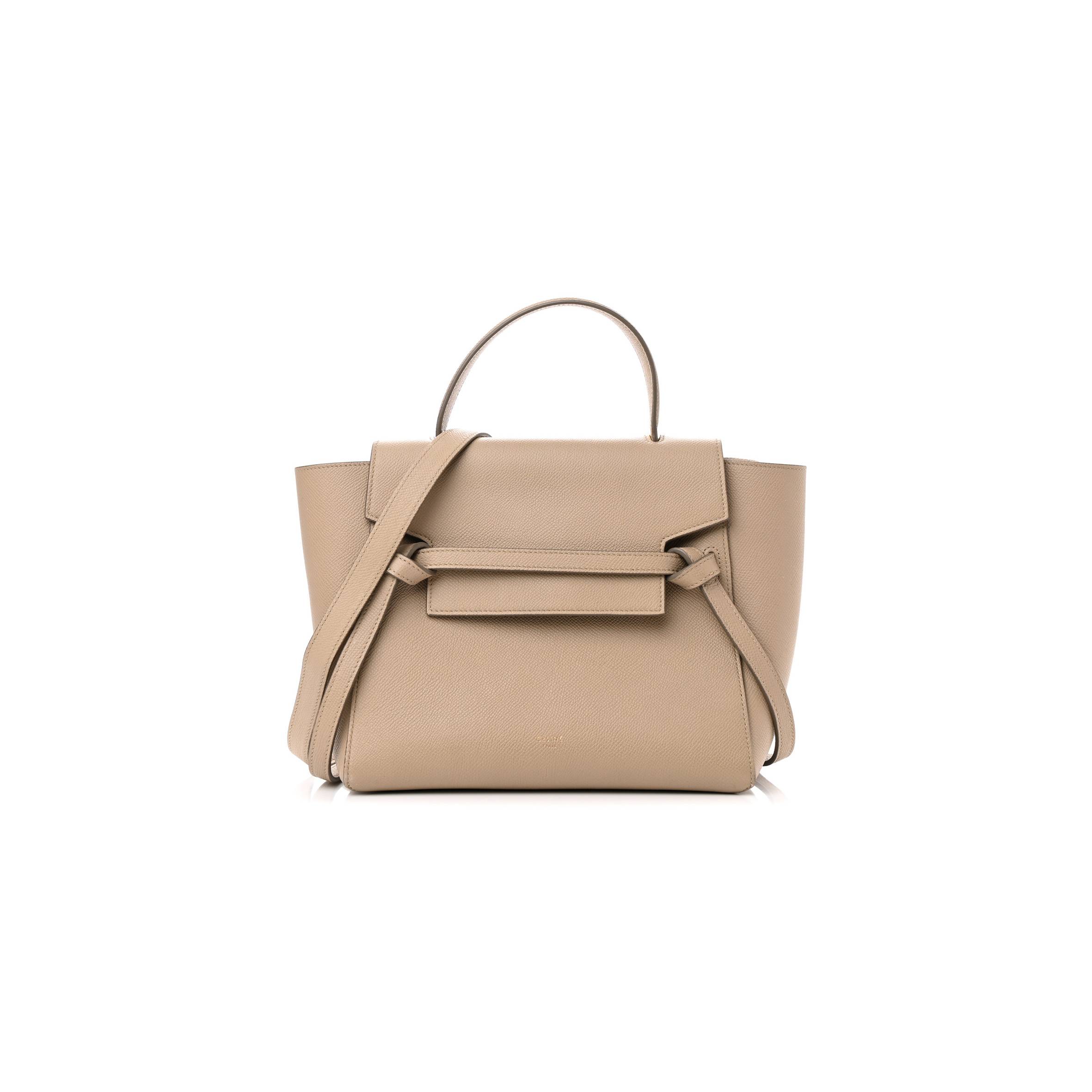 Ce**e grained calfskin micro belt bag light taupe (23*22*13cm)