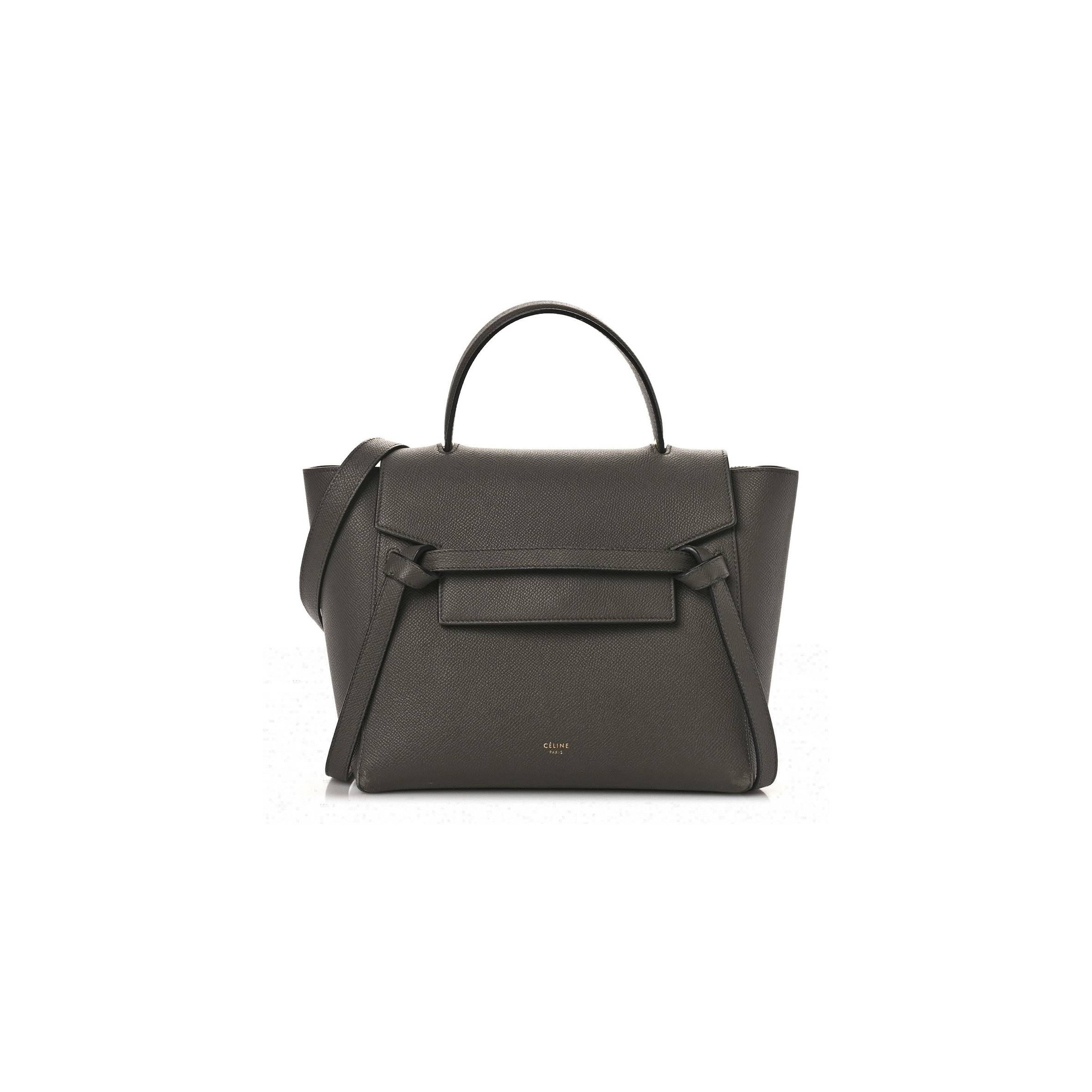 Ce**e grained calfskin micro belt bag grey (24*21*14cm)