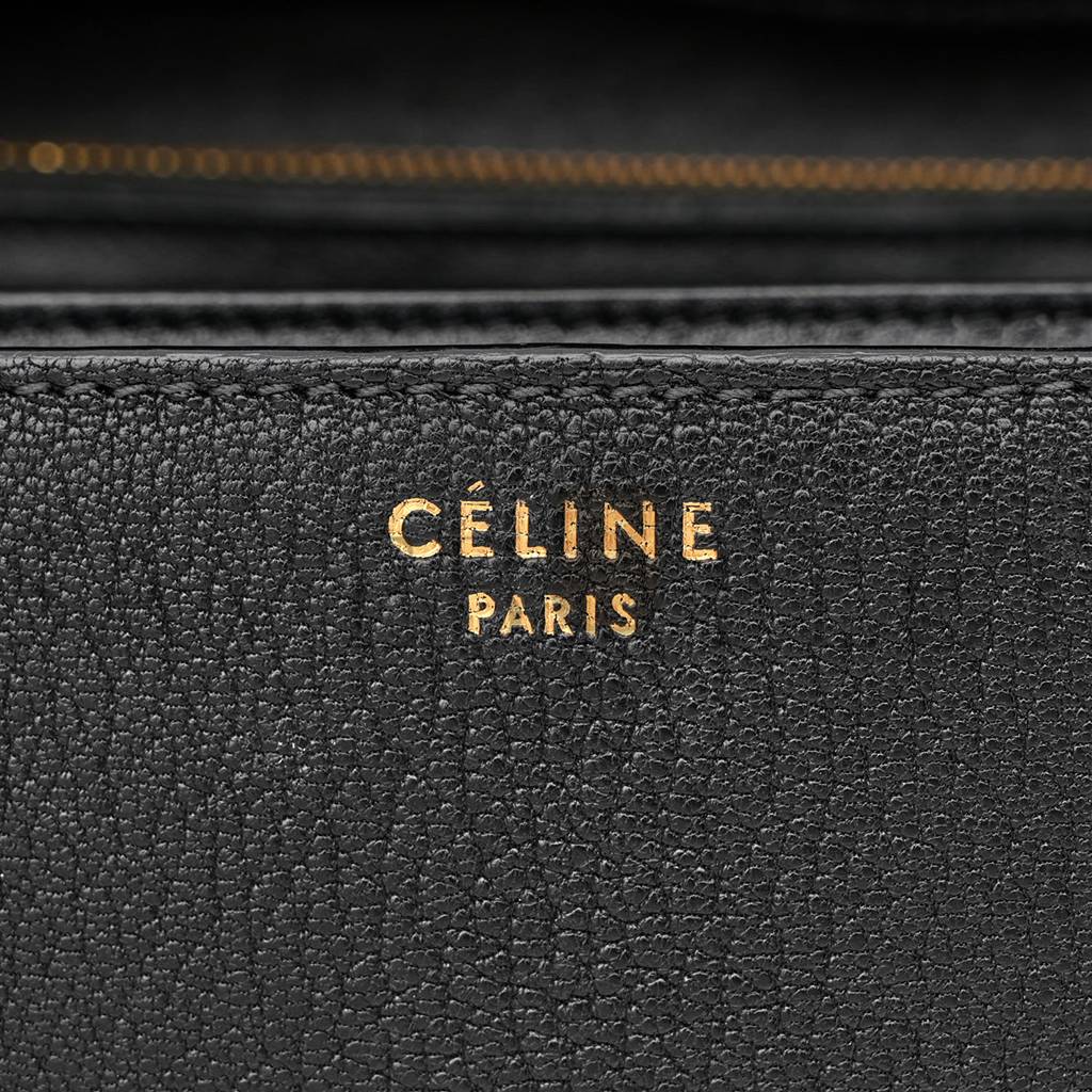 Ce**e liege calfskin medium classic box flap bag black (24*18*7cm)