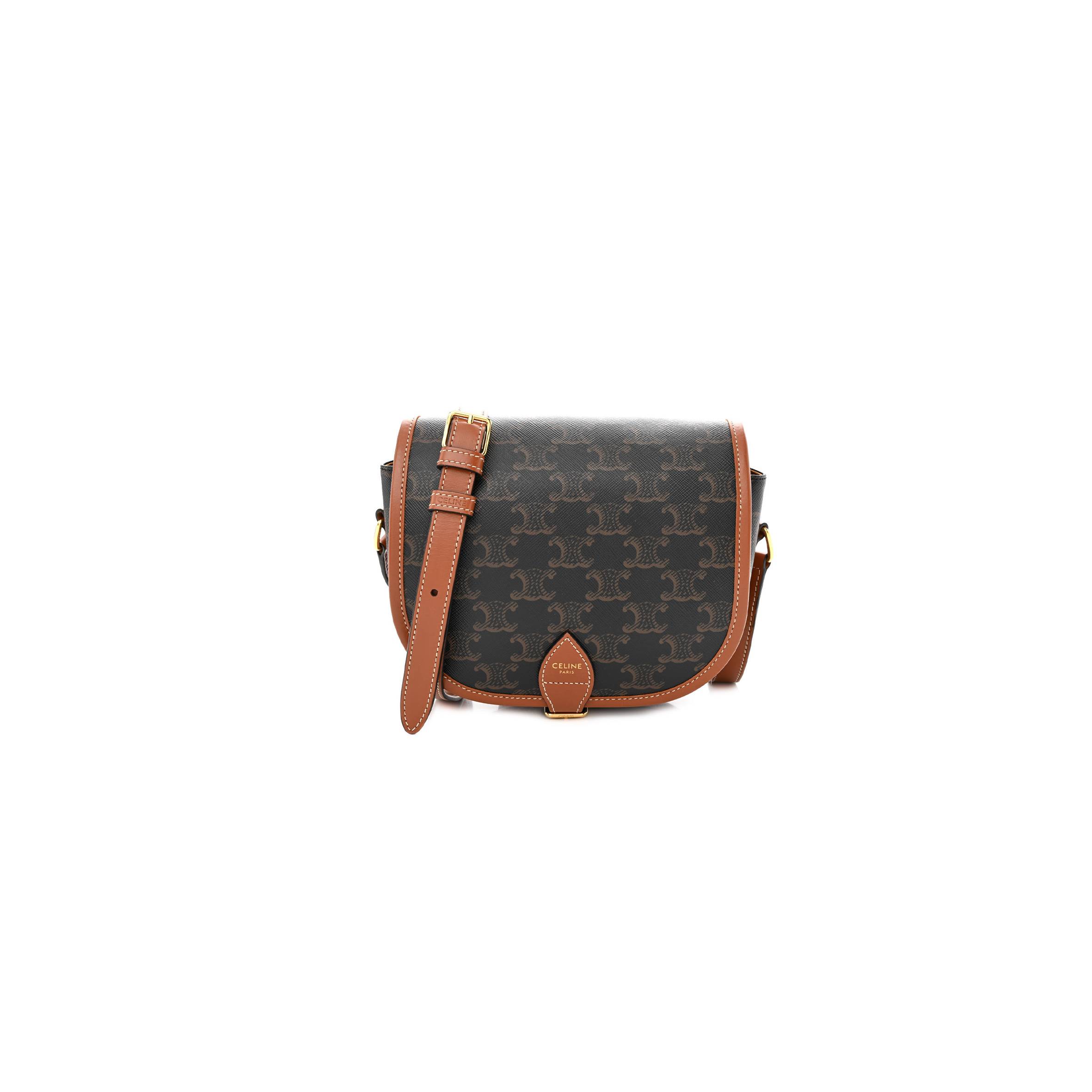 Ce**e triomphe canvas medium folco bag tan (18*17*6cm)
