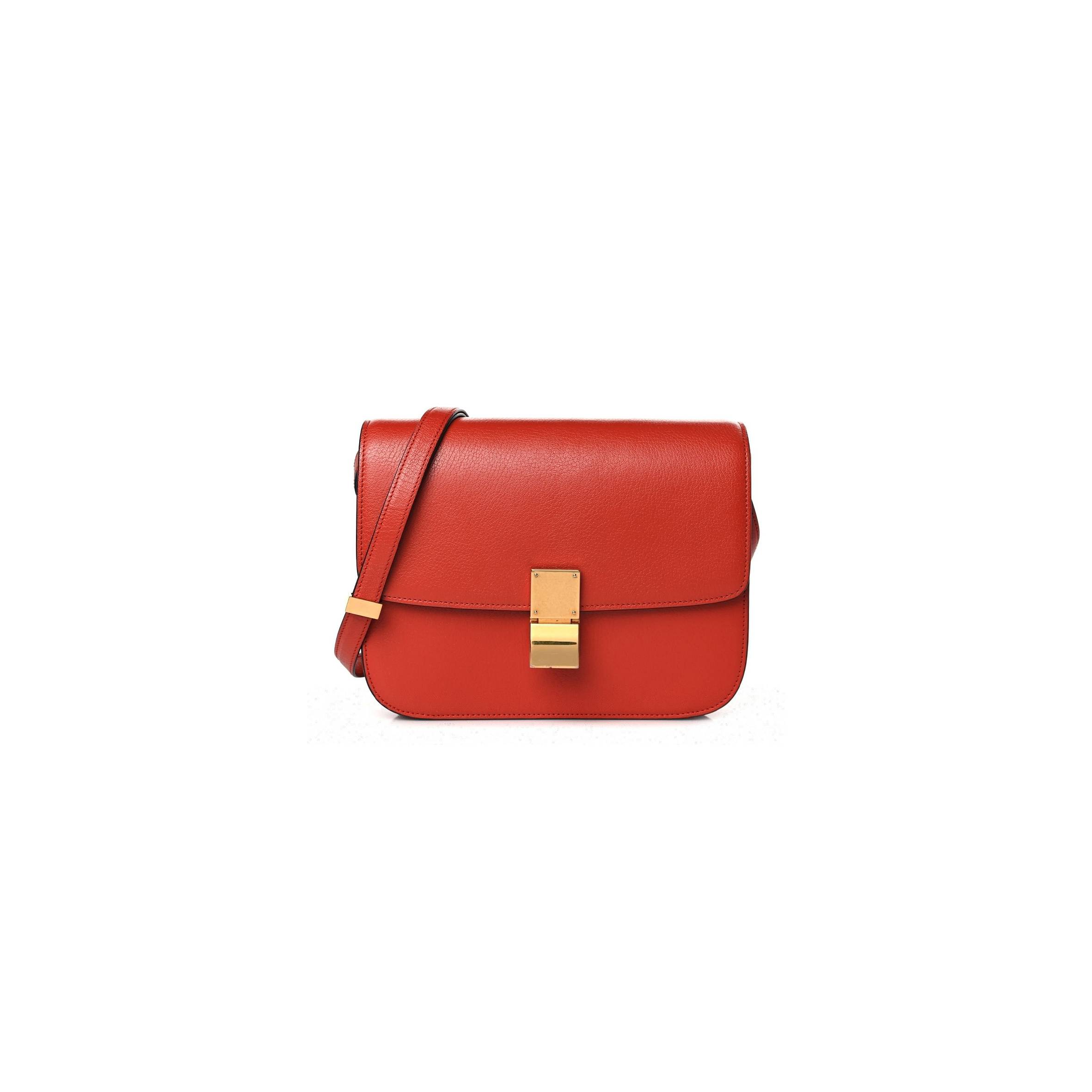 Ce**e goatskin medium classic box flap bag cinnamon (23*18*6cm)