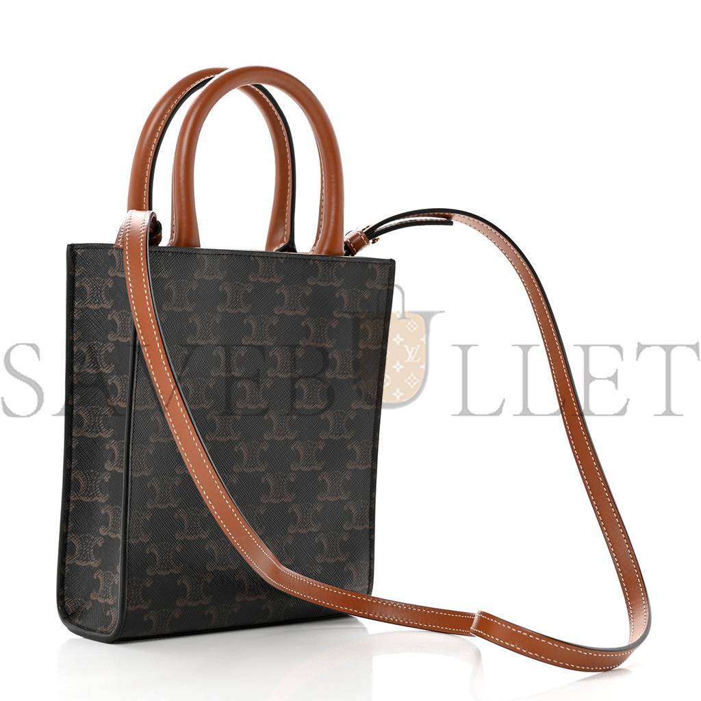Ce**e triomphe canvas calfskin mini vertical cabas tan (25*20*17cm)