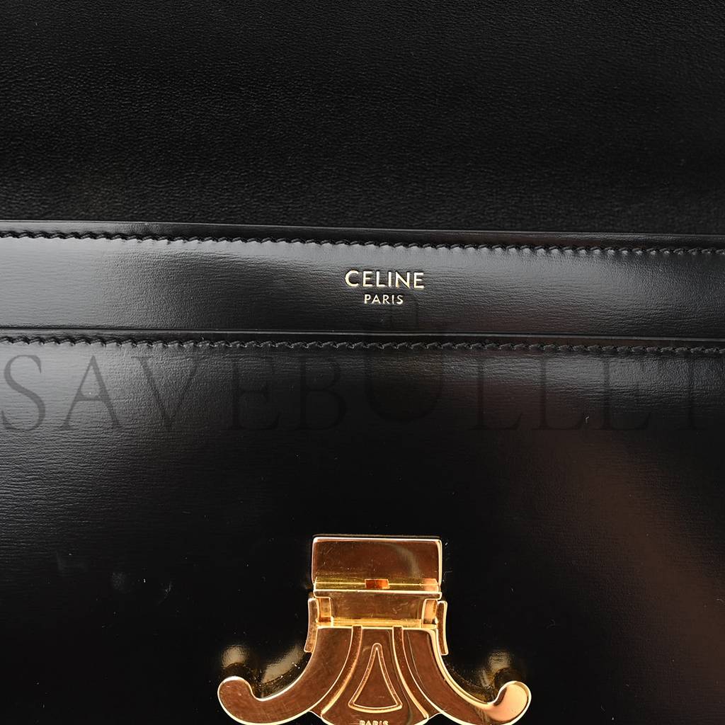 Ce**e shiny calfskin triomphe chain bag black (30*13*4cm)