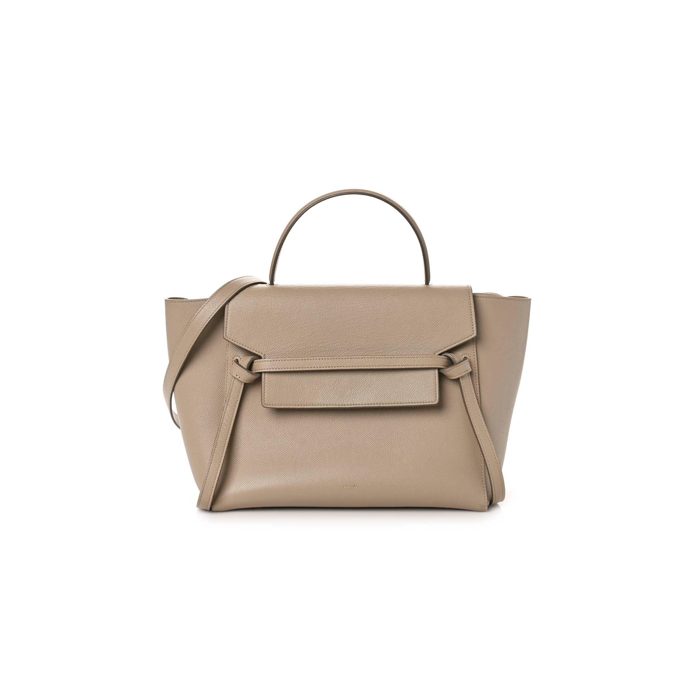 Ce**e grained calfskin mini belt bag light taupe (27*23*17cm)