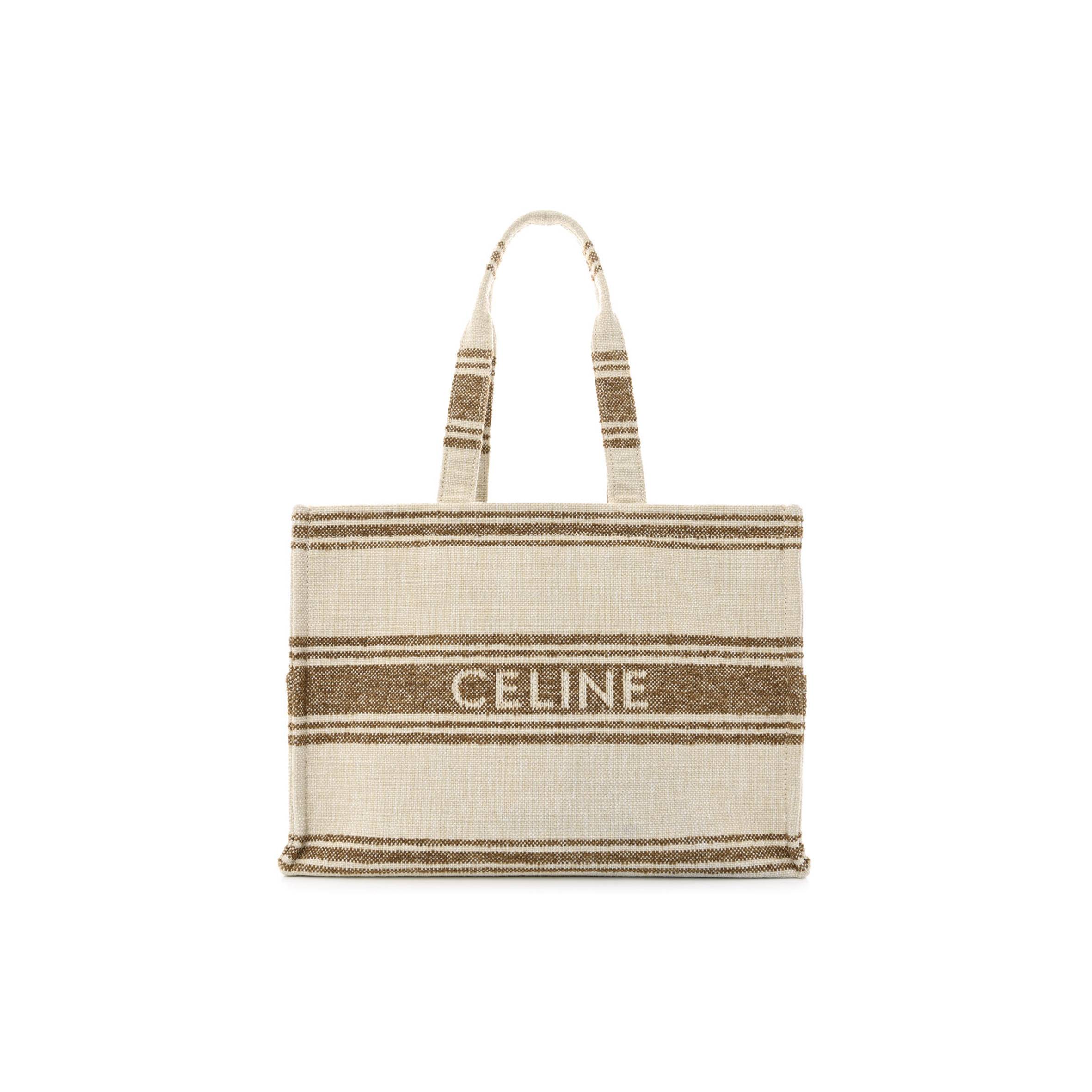 Ce**e canvas calfskin jacquard cabas tobacco tan (41*29*17cm)