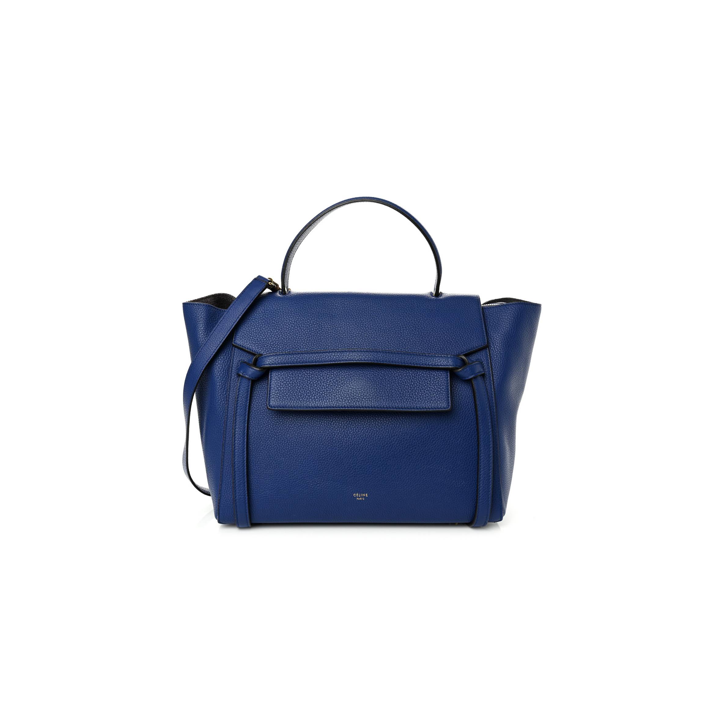 Ce**e grained calfskin mini belt bag indigo (28*23*16cm)