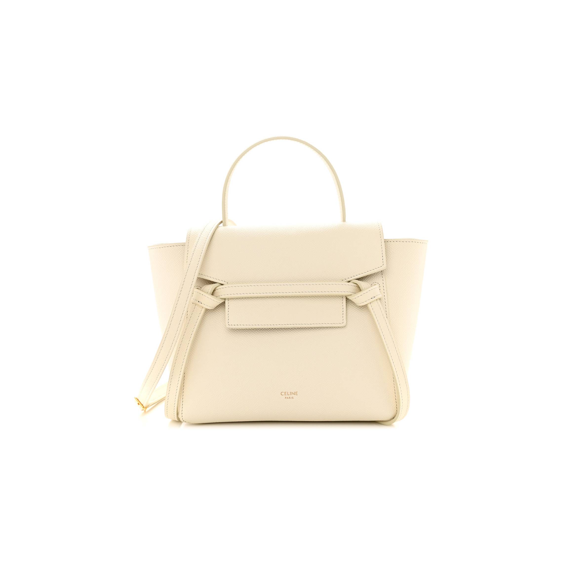 Ce**e grained calfskin nano belt bag white (15*14*8cm)
