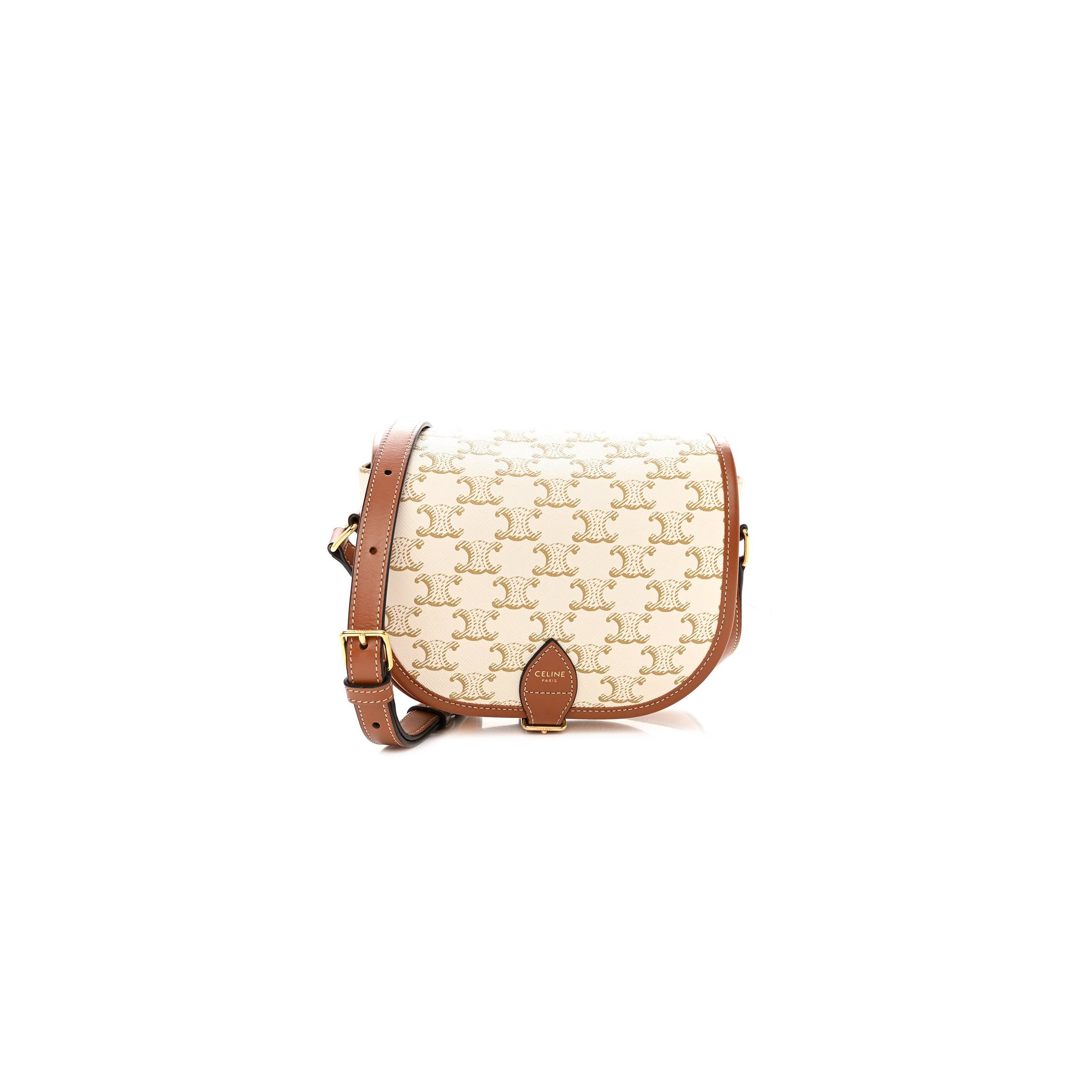 Ce**e triomphe canvas medium folco bag white (18*15*7cm)