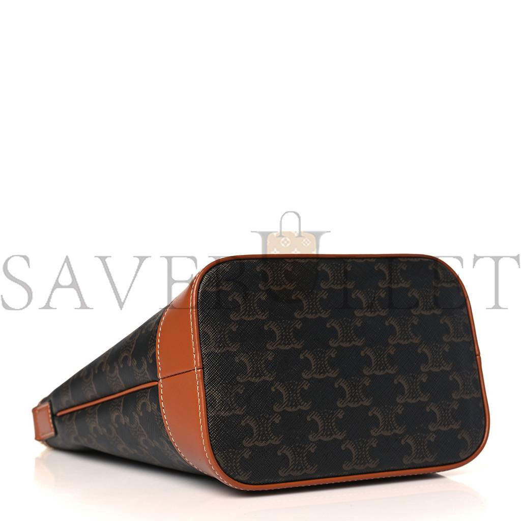 Ce**e triomphe canvas calfskin small bucket bag tan (22*18*13cm)