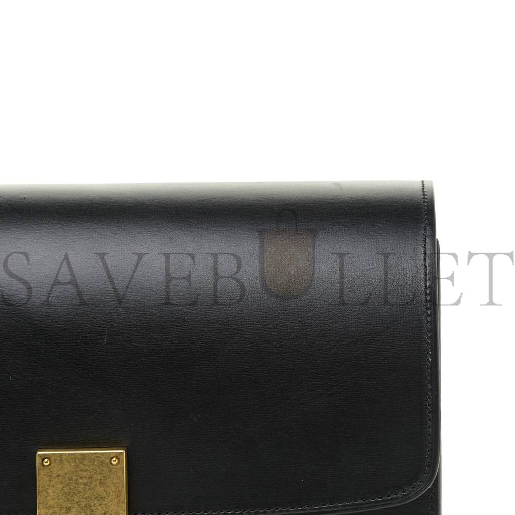 Ce1i*e box calfskin medium classic box flap bag black (23*18*7cm)