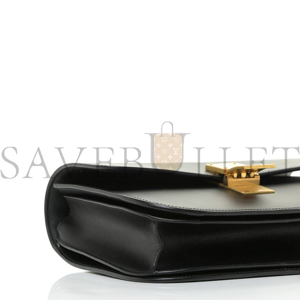 Ce1i*e box calfskin medium classic box flap bag black (23*18*7cm)