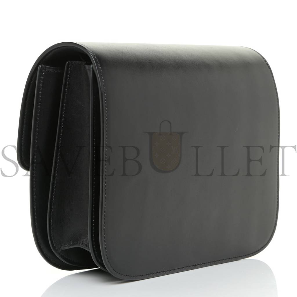 Ce1i*e box calfskin medium classic box flap bag black (23*18*7cm)