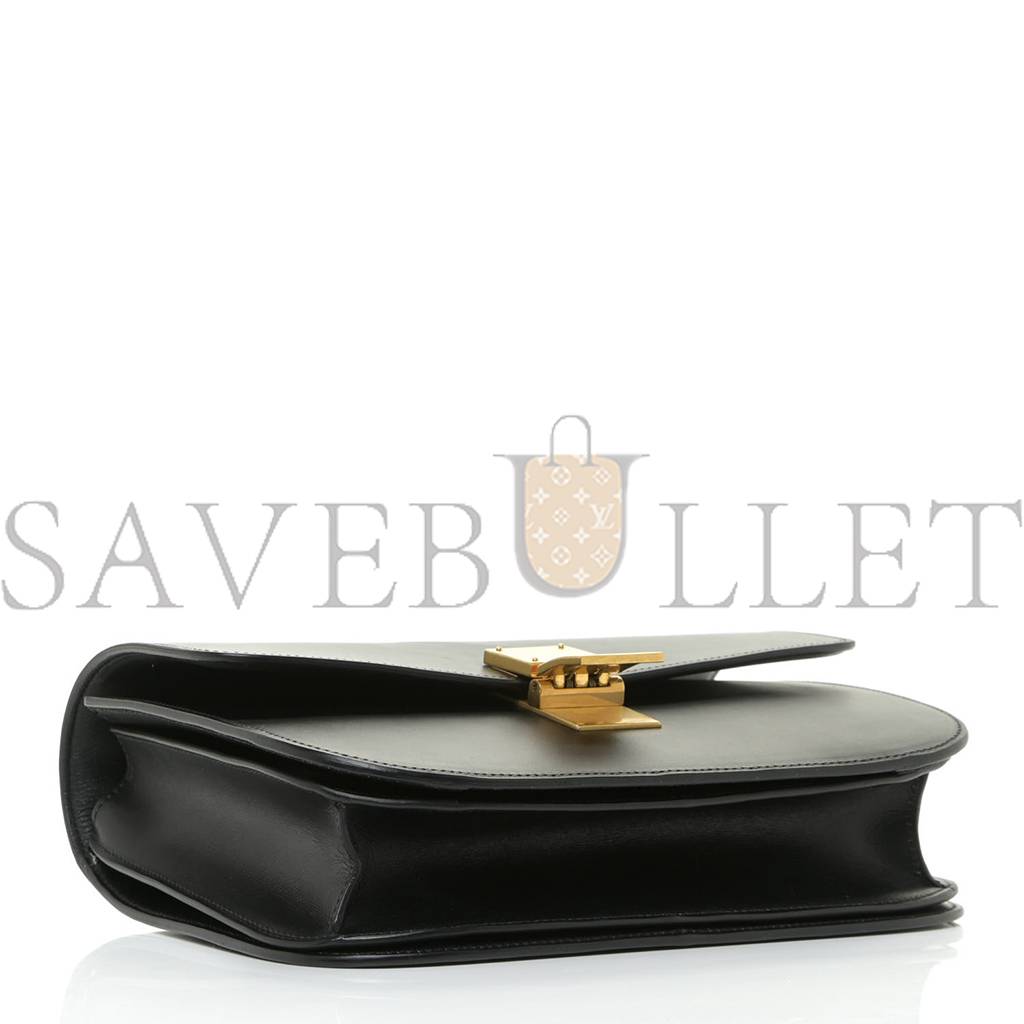 Ce1i*e box calfskin medium classic box flap bag black (23*18*7cm)