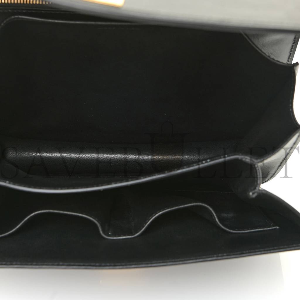 Ce1i*e box calfskin medium classic box flap bag black (23*18*7cm)