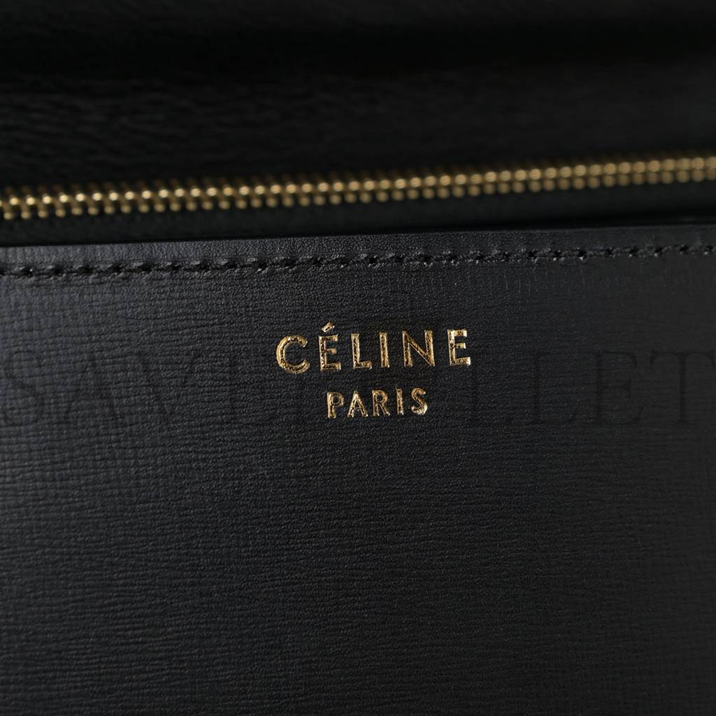 Ce1i*e box calfskin medium classic box flap bag black (23*18*7cm)
