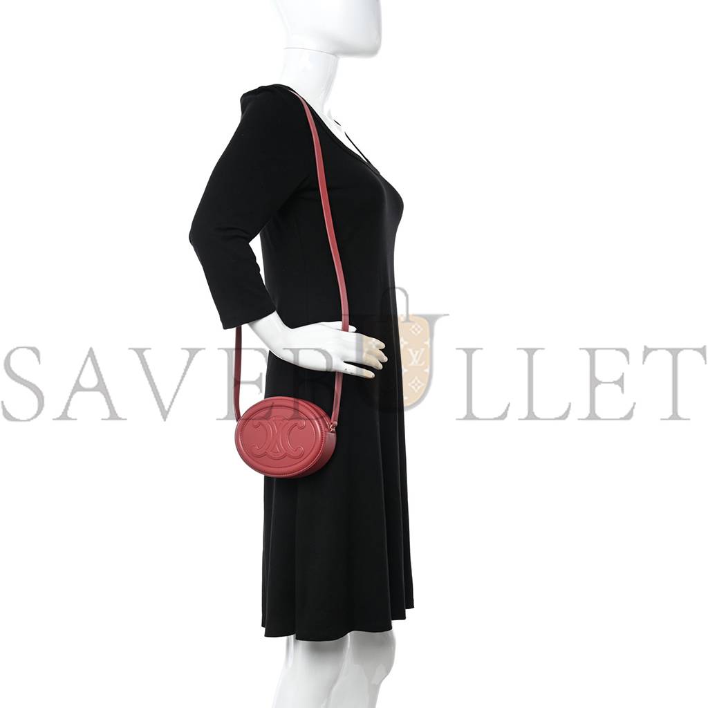 Ce**e smooth calfskin cuir triomphe oval purse crossbody lipstick (16*12*8cm)