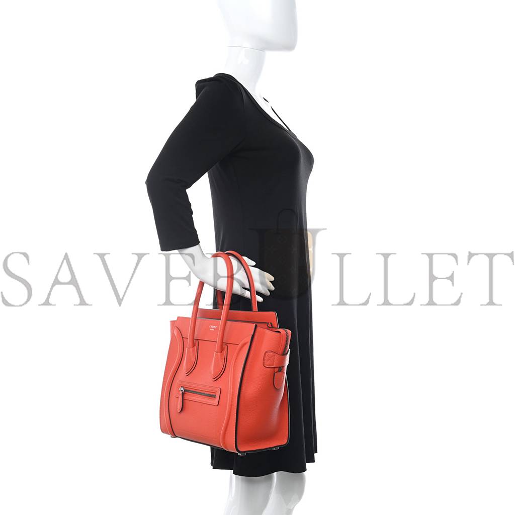 ce**e drummed calfskin micro lU*gage vermillion (27*26*13cm)
