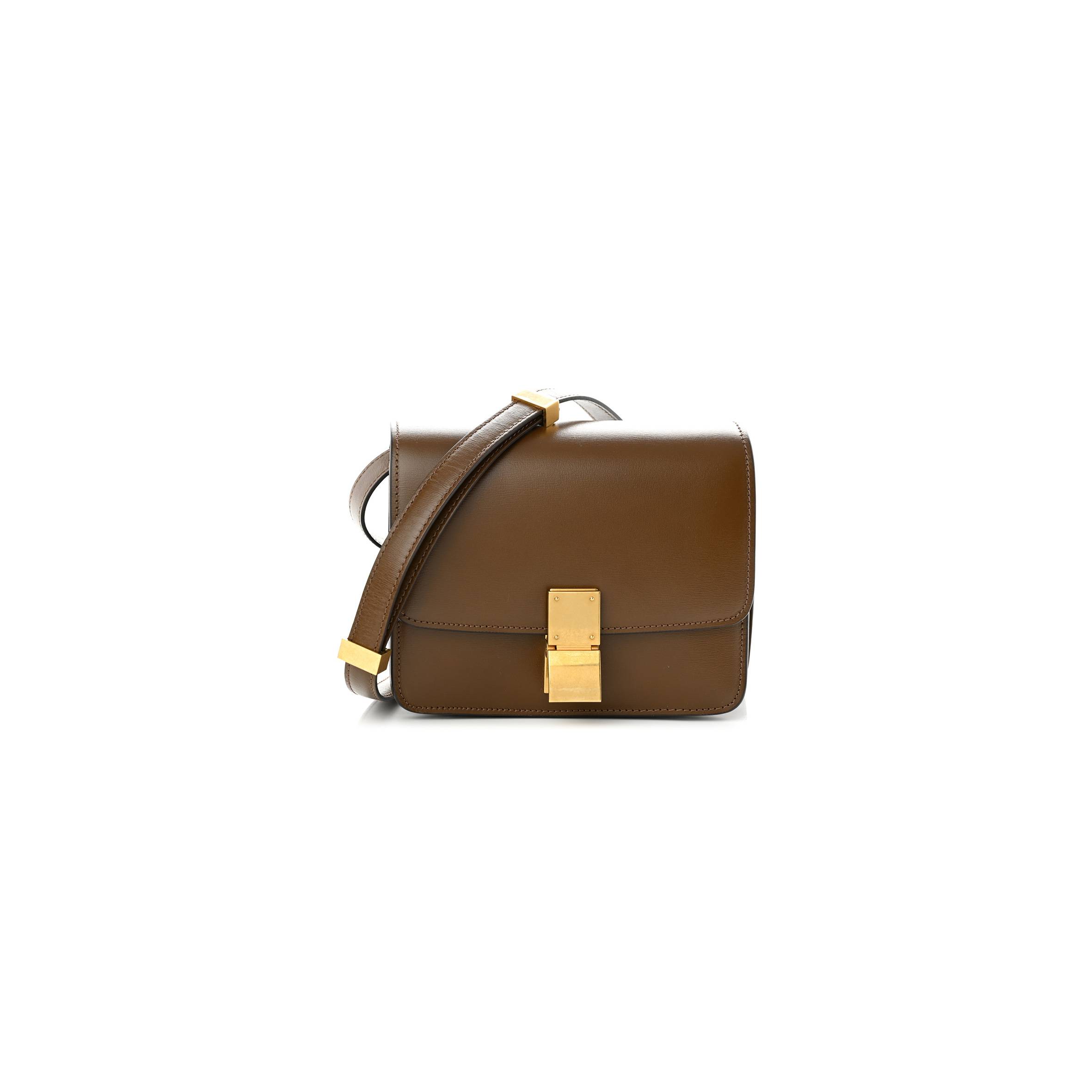 Ce**e smooth calfskin small classic box flap bag camel (17*14*6cm)