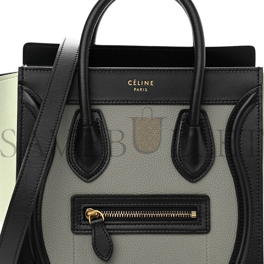 ce**e baby grained calfskin nano tri-color lU*gage zinc almond (20*19*10cm)
