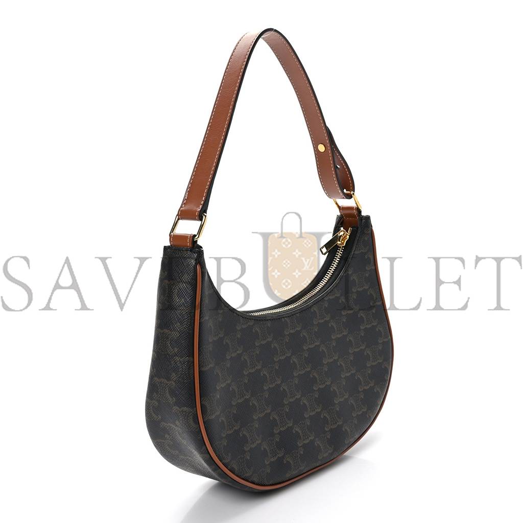 Ce**e triomphe canvas calfskin ava shoulder bag tan (24*12*7cm)