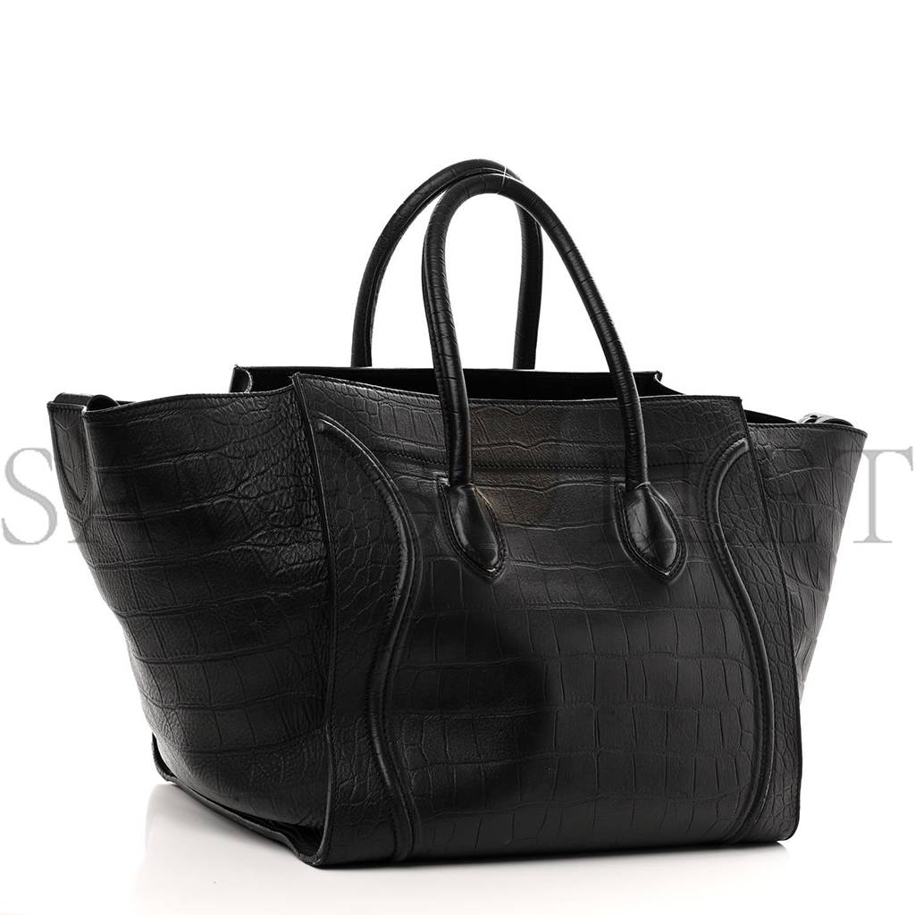 ce**e crocodile embossed calfskin large phanT0m lu*gage black (34*32*25cm)