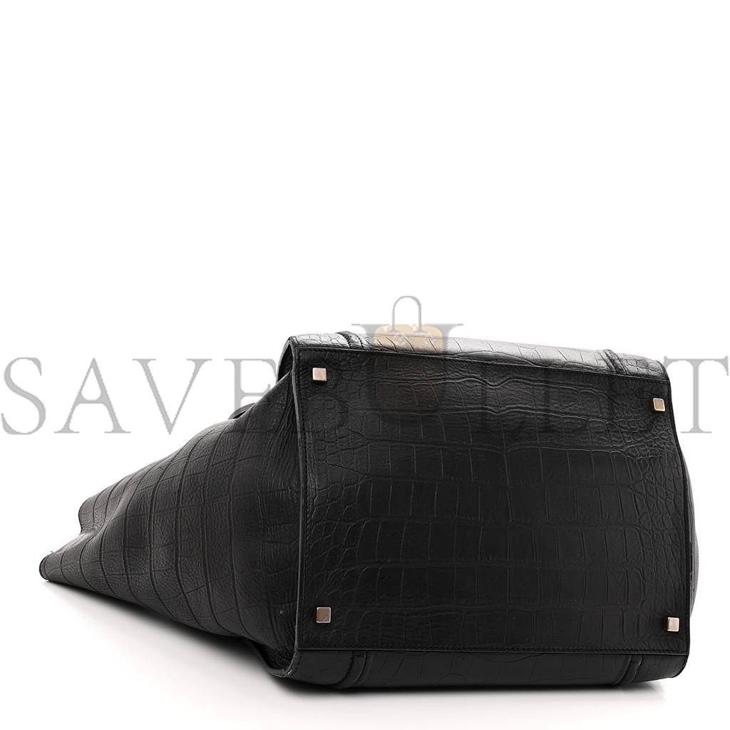 ce**e crocodile embossed calfskin large phanT0m lu*gage black (34*32*25cm)