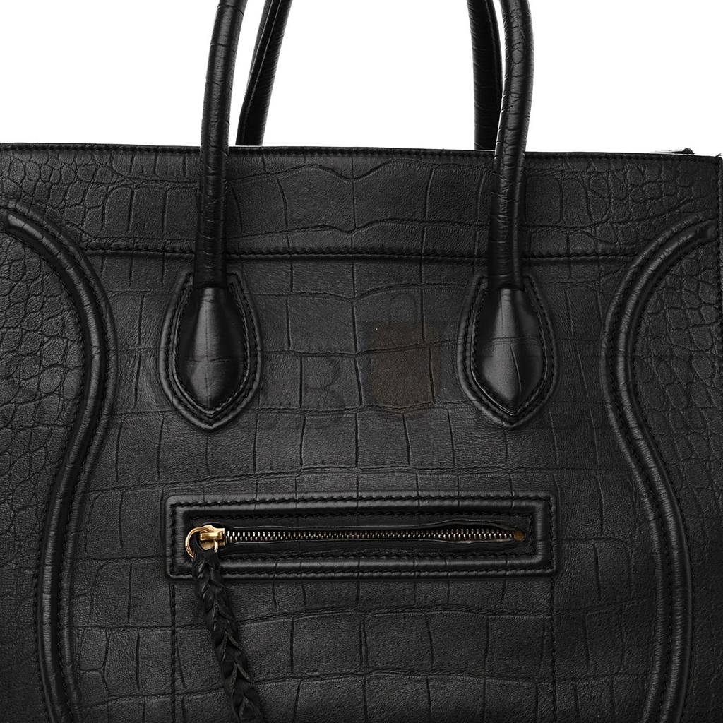 ce**e crocodile embossed calfskin large phanT0m lu*gage black (34*32*25cm)