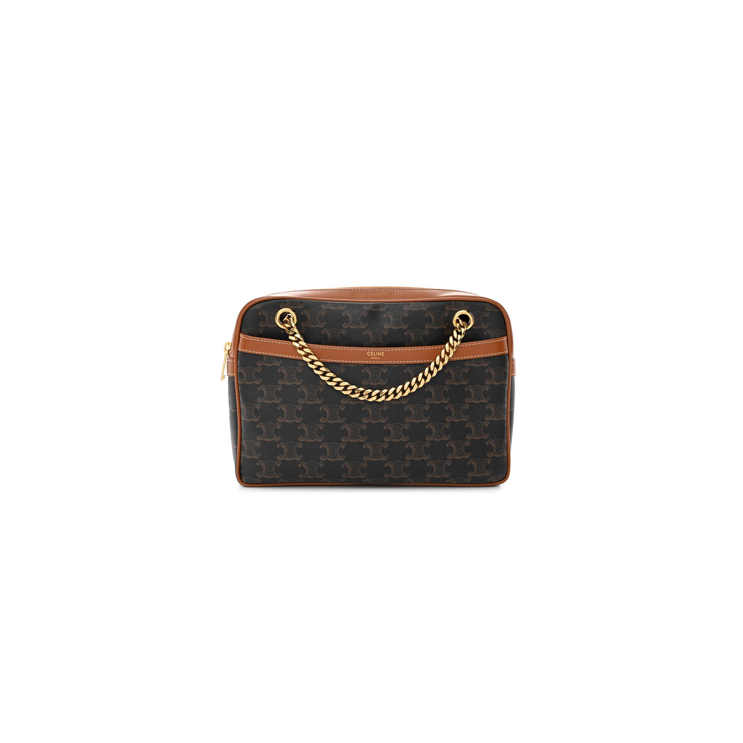 Ce**e triomphe canvas calfskin medium patapans tan (25*18*5cm)