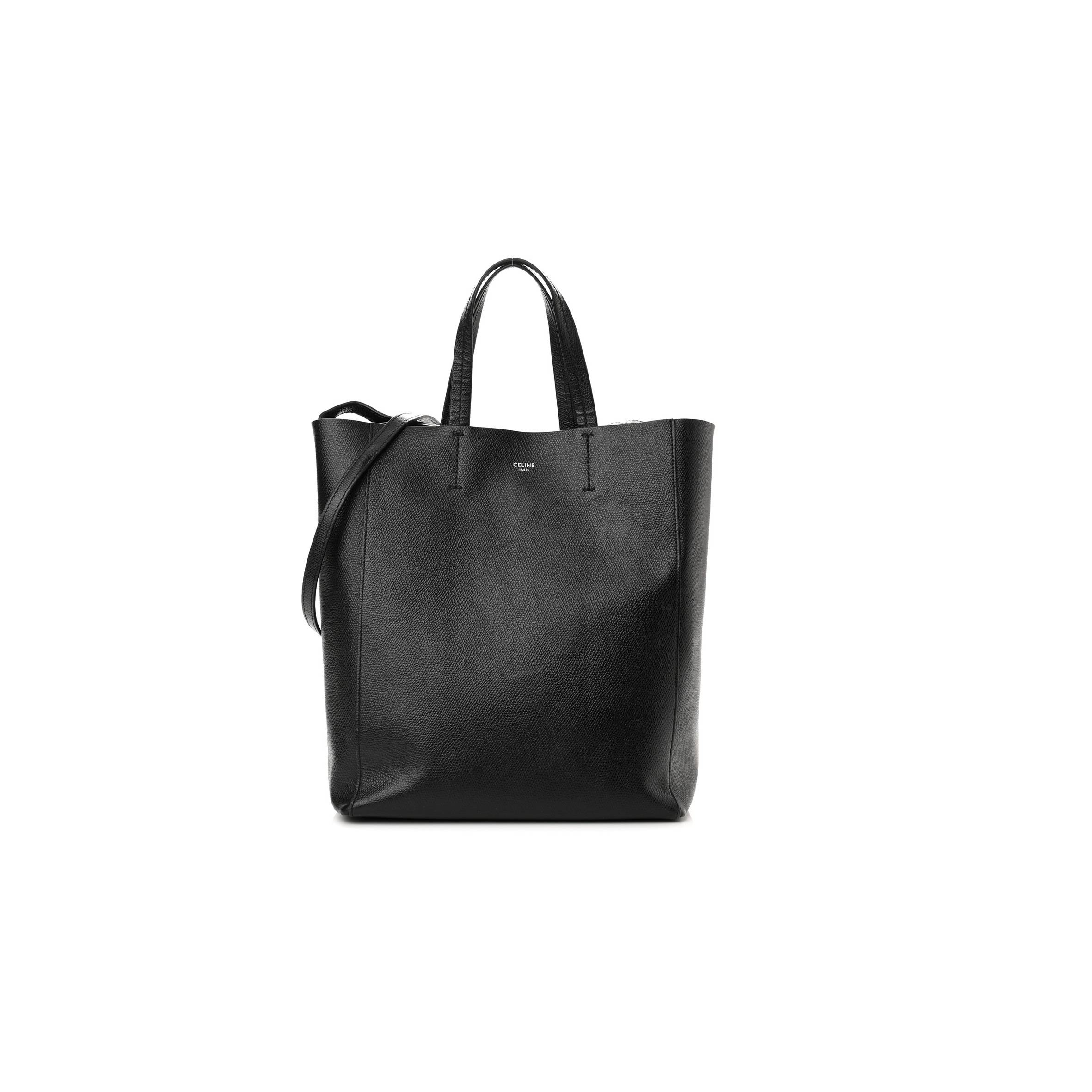 Ce1i*e grained calfskin small vertical cabas black (28*23*10cm)