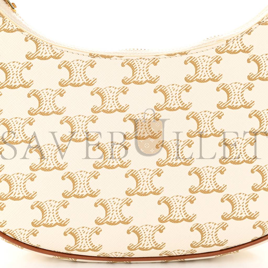 Ce**e canvas calfskin ava triomphe shoulder bag white (23*13*7cm)