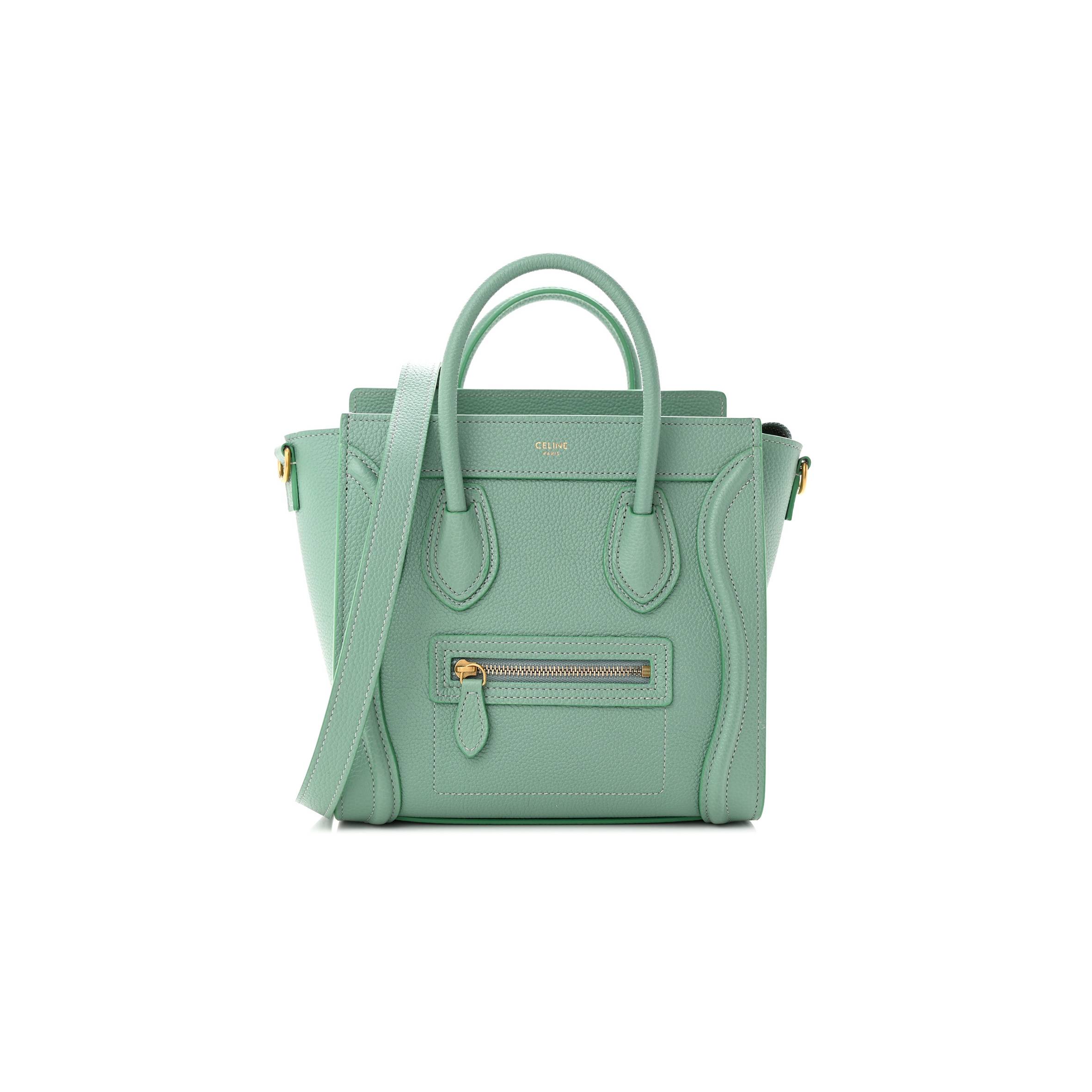 ce1i*e drummed calfskin nano lU*gage celadon (21*20*10cm)