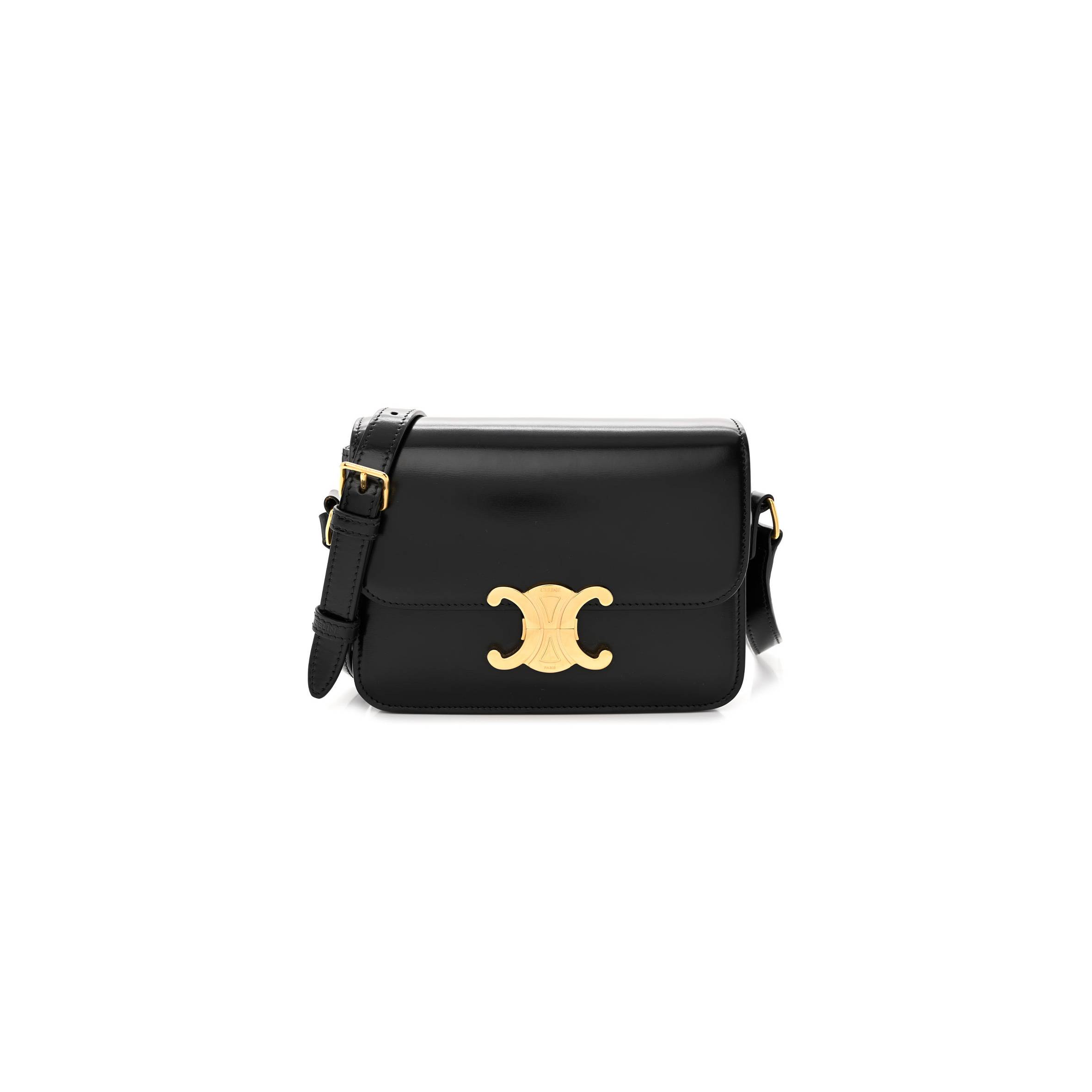Ce**e shiny calfskin teen triomphe black (18*14*6cm)