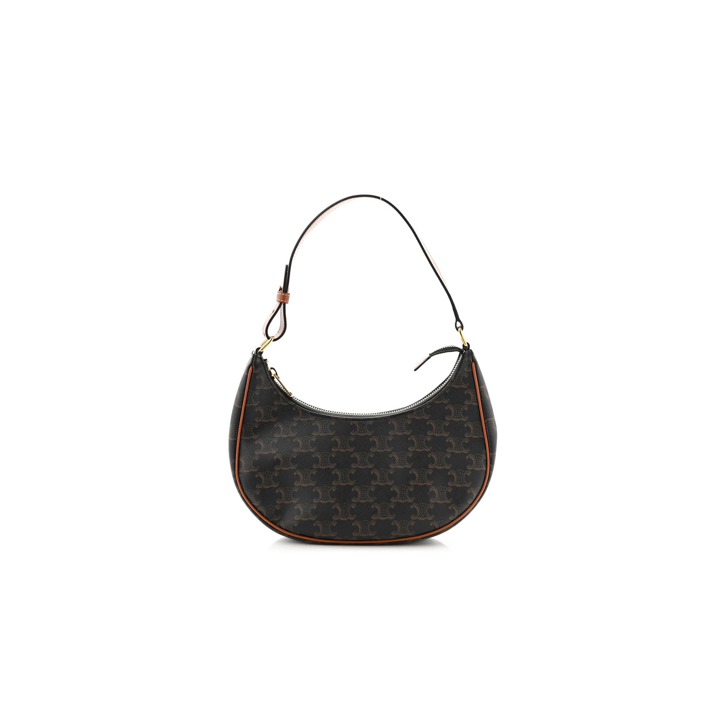 Ce**e triomphe canvas calfskin ava shoulder bag tan (24*19*6cm)