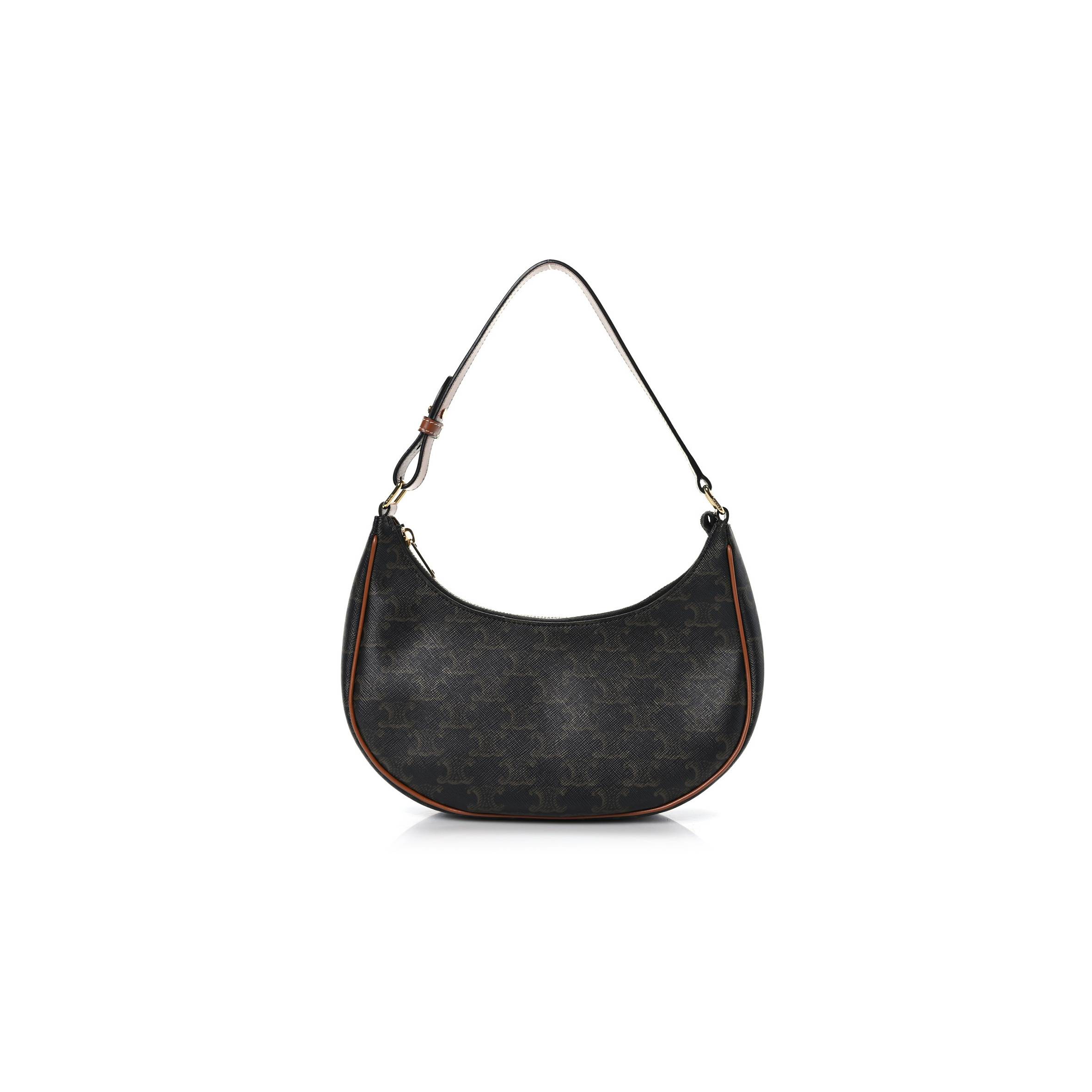 Ce**e triomphe canvas calfskin ava shoulder bag tan (25*19*7cm)