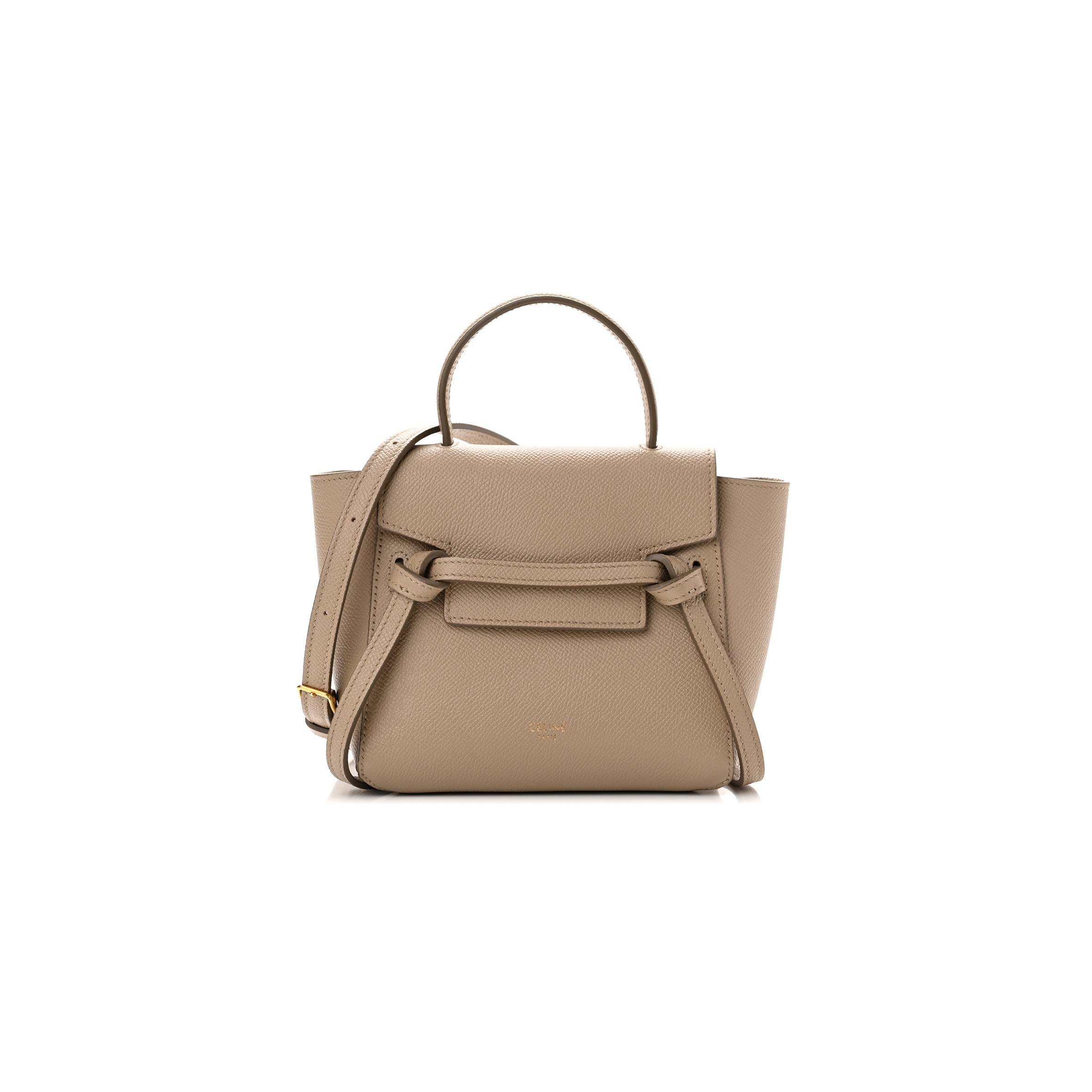 Ce**e grained calfskin nano belt bag light taupe (20*18*10cm)