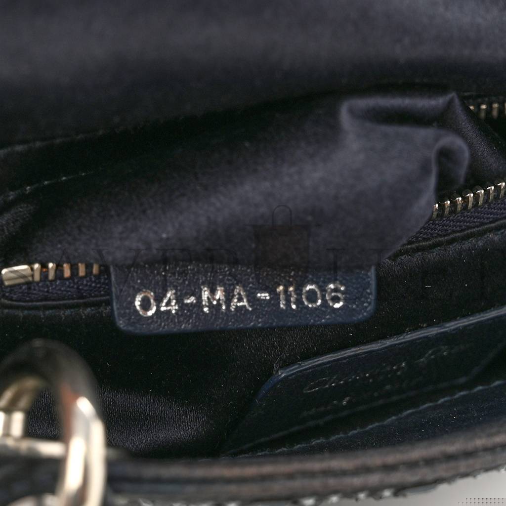 D*or satin crystal cannage mini lady D*or navy (17*14*7.6cm)
