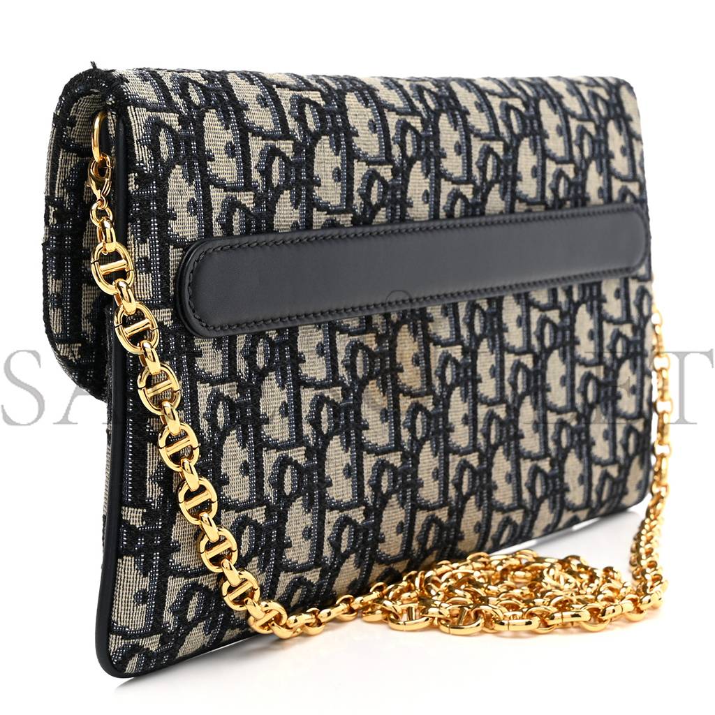 D*or oblique medium D*ordouble chain bag blue (28*17*1.9cm)