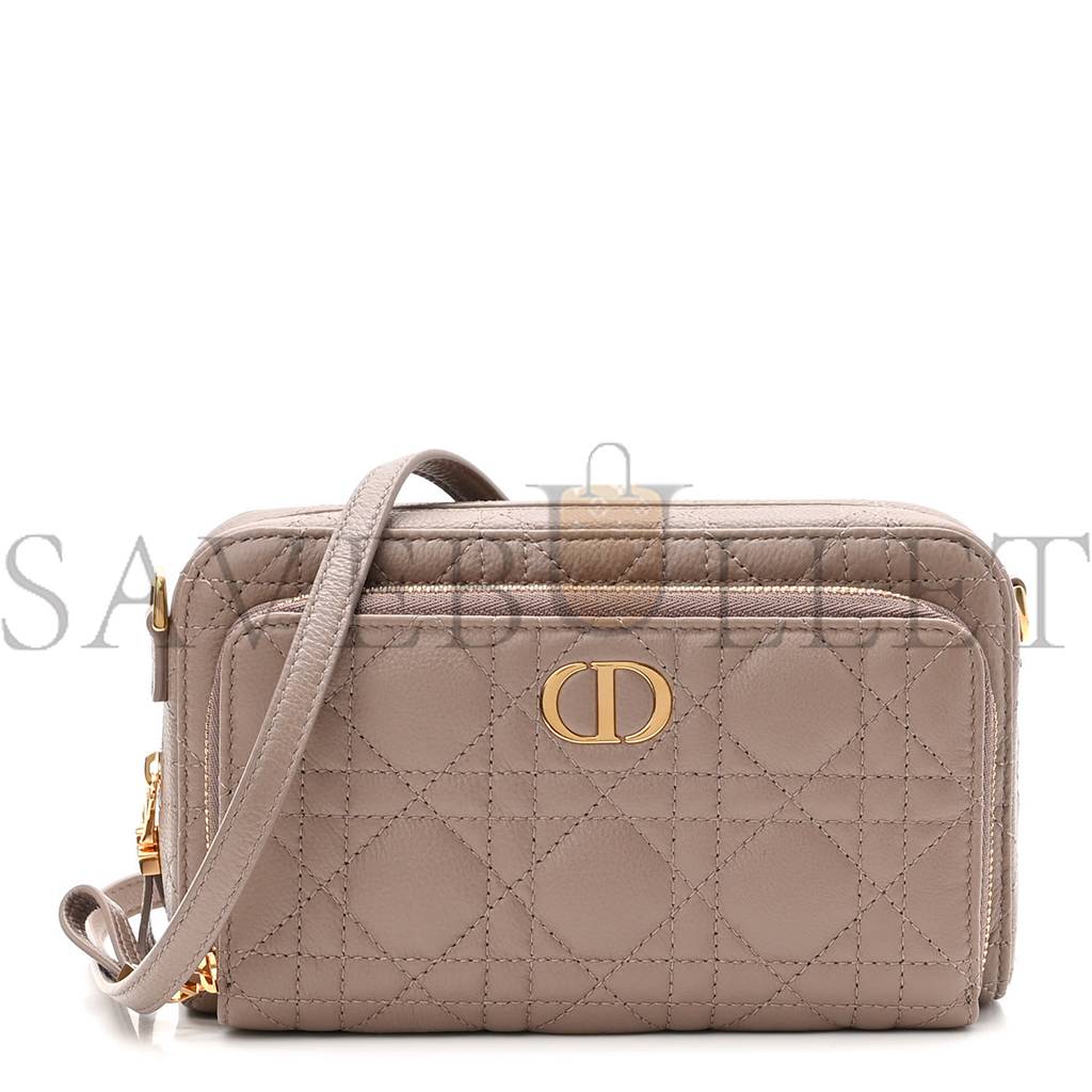 d*or S*pple calfskin caro double pouch warm taupe (19*11*7cm)