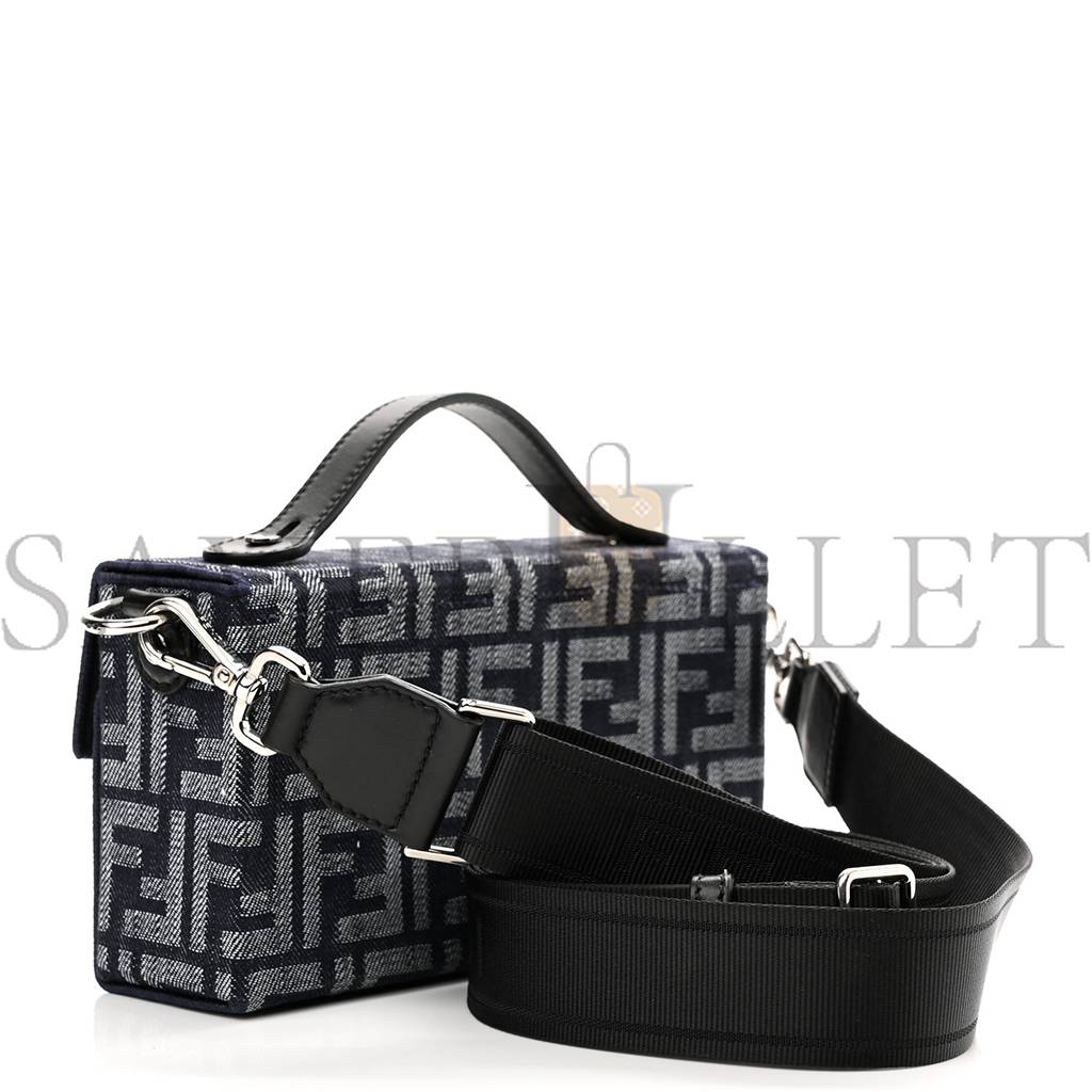 f**di fabric jacquard reactive jean De*1m vitello cover ff baguette soft trunk blue black (21*12*6cm)