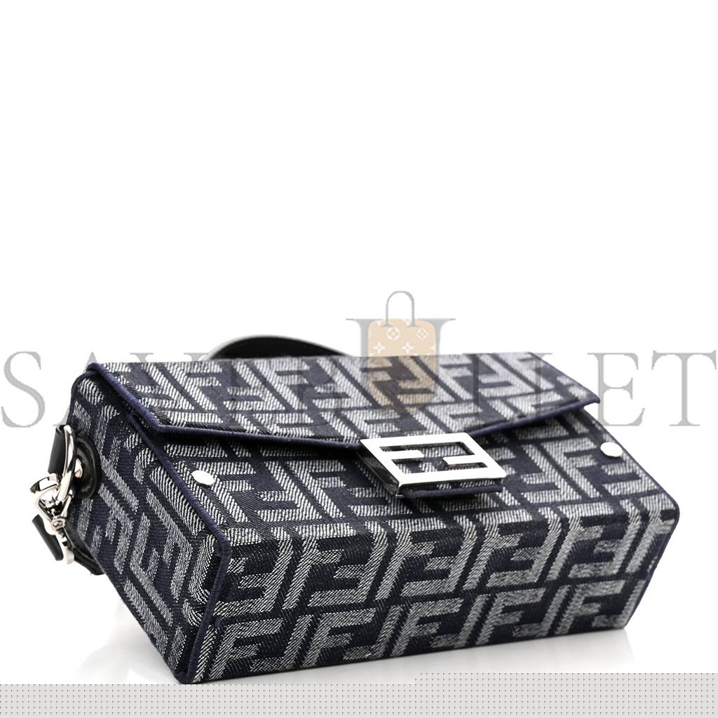 f**di fabric jacquard reactive jean De*1m vitello cover ff baguette soft trunk blue black (21*12*6cm)