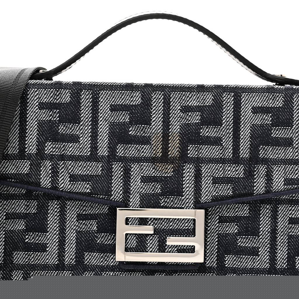 f**di fabric jacquard reactive jean De*1m vitello cover ff baguette soft trunk blue black (21*12*6cm)